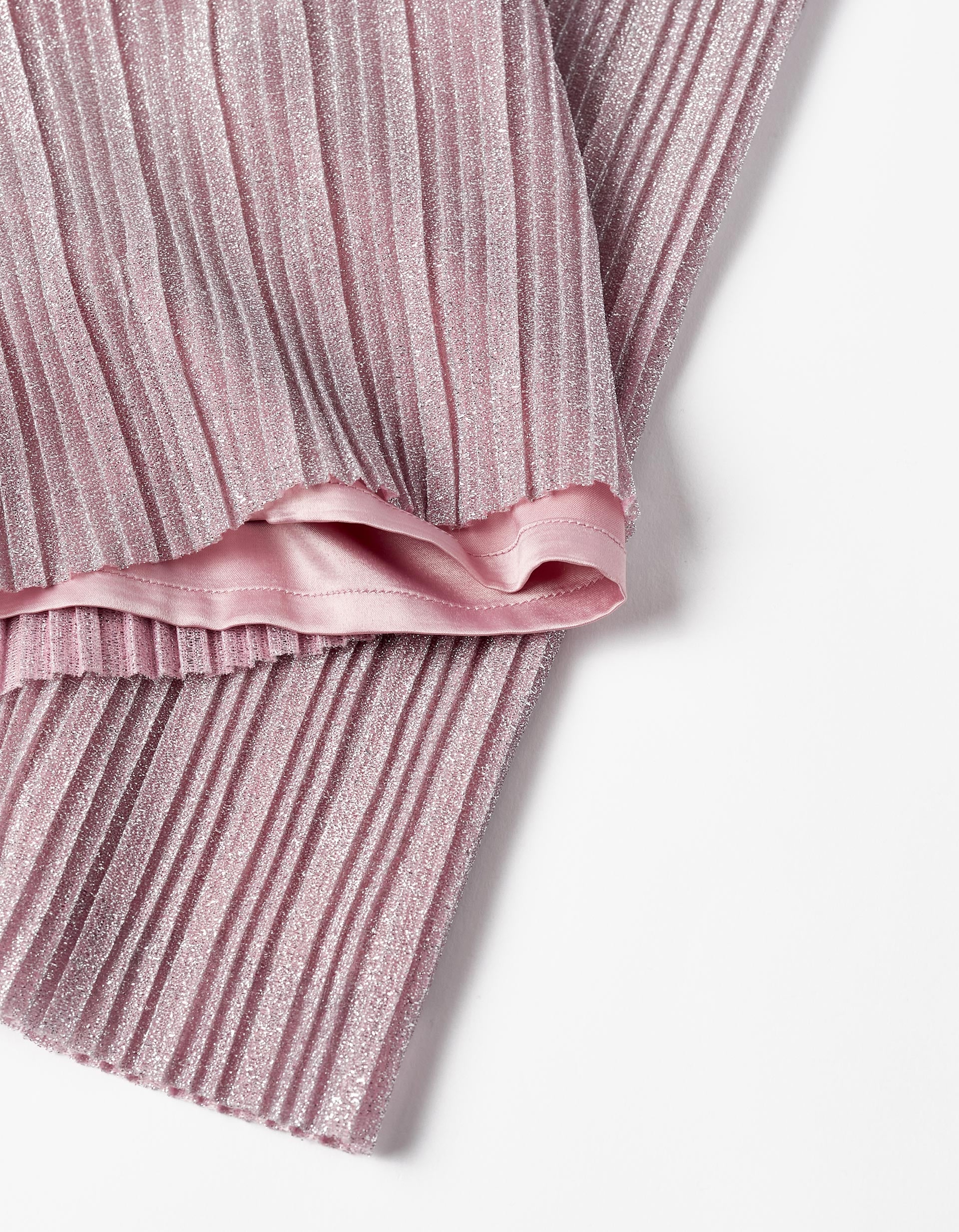 Pleated and Lurex Jumpsuit for Girls, Lilac/Silver