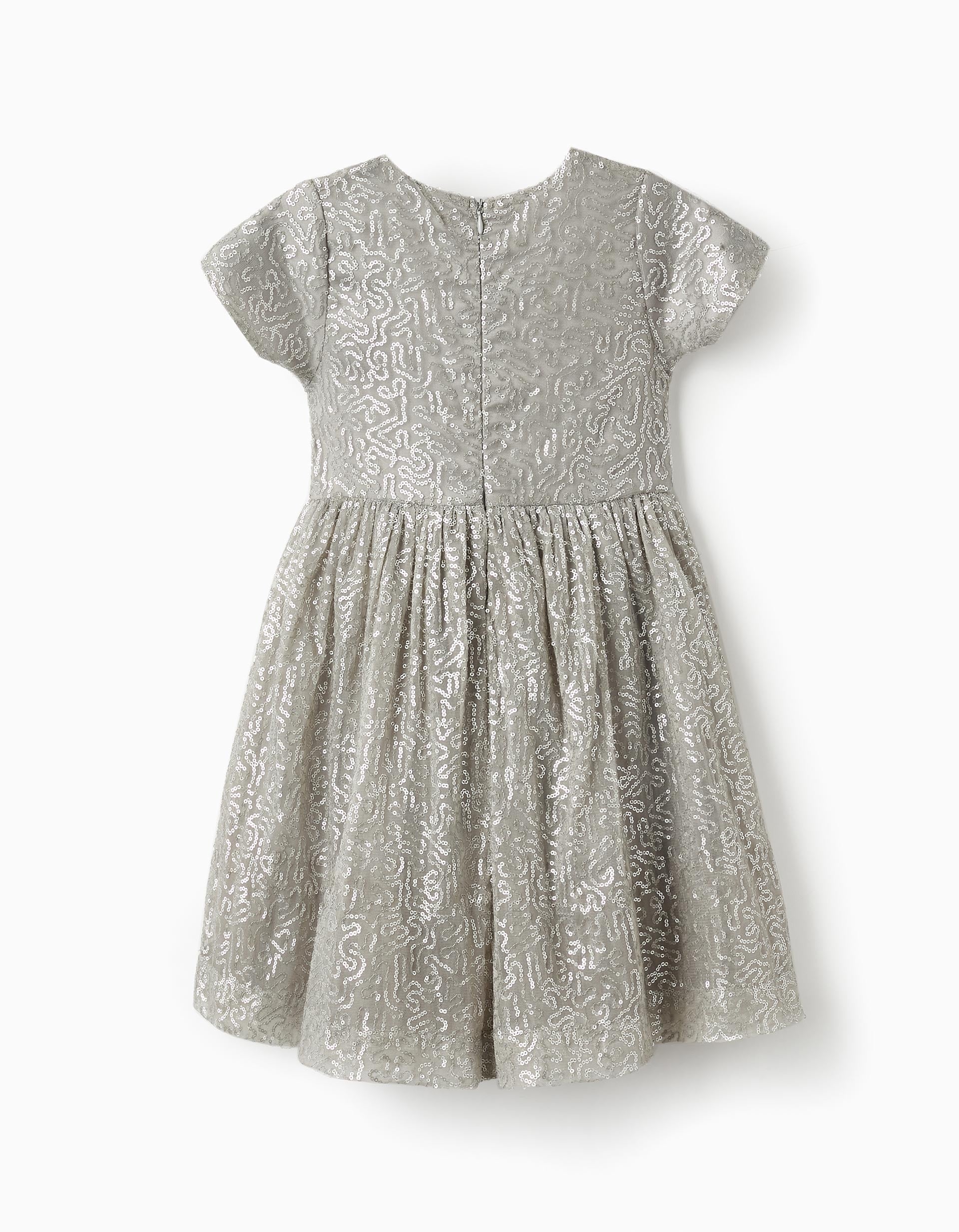 SS DRESS SEQUINS, GREY, 2/3