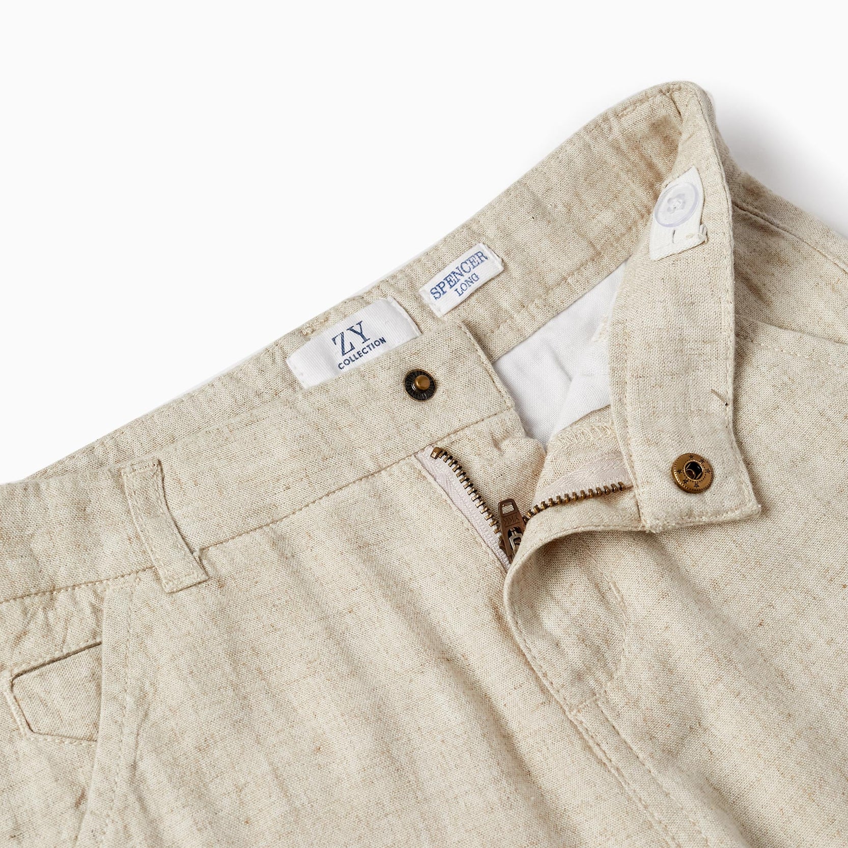 Chino Shorts with Linen for Boys, Beige