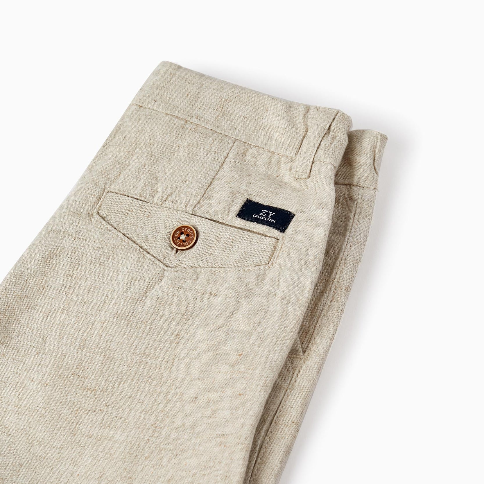 Chino Shorts with Linen for Boys, Beige
