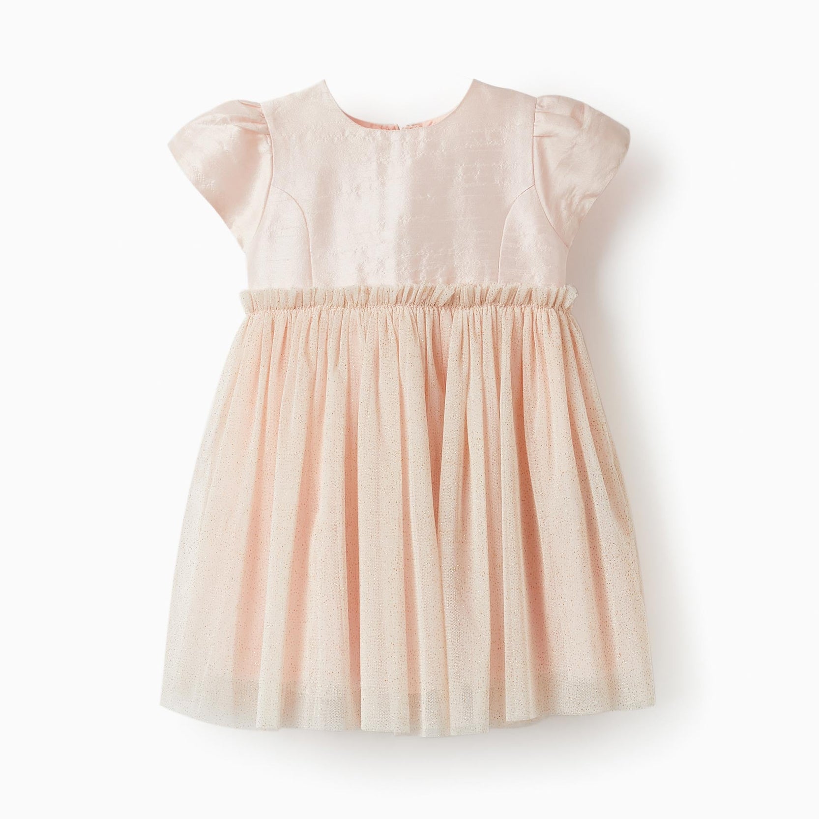 Dress with Tulle Skirt and Golden Glitter for Baby Girls, Pink