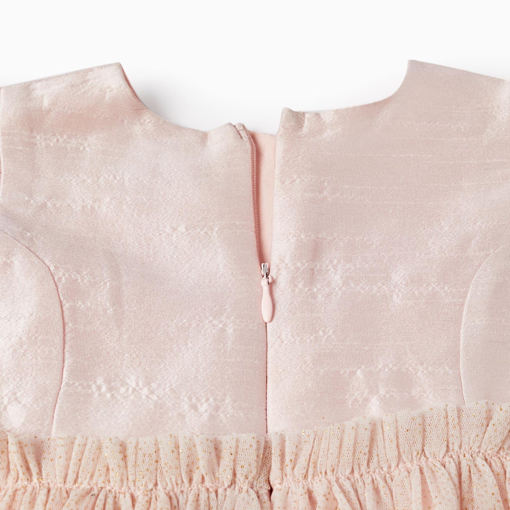 Dress with Tulle Skirt and Golden Glitter for Baby Girls, Pink