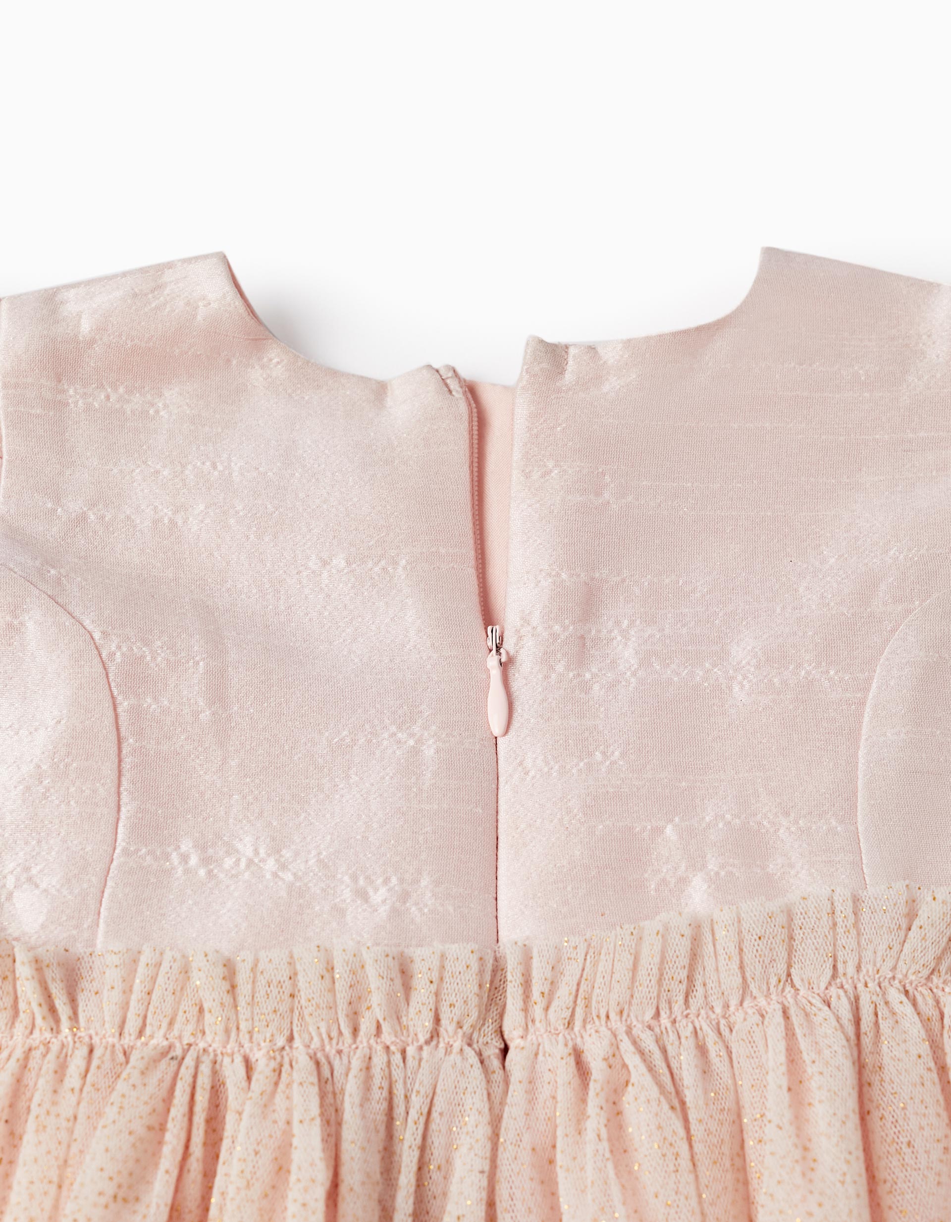 Dress with Tulle Skirt and Golden Glitter for Baby Girls, Pink