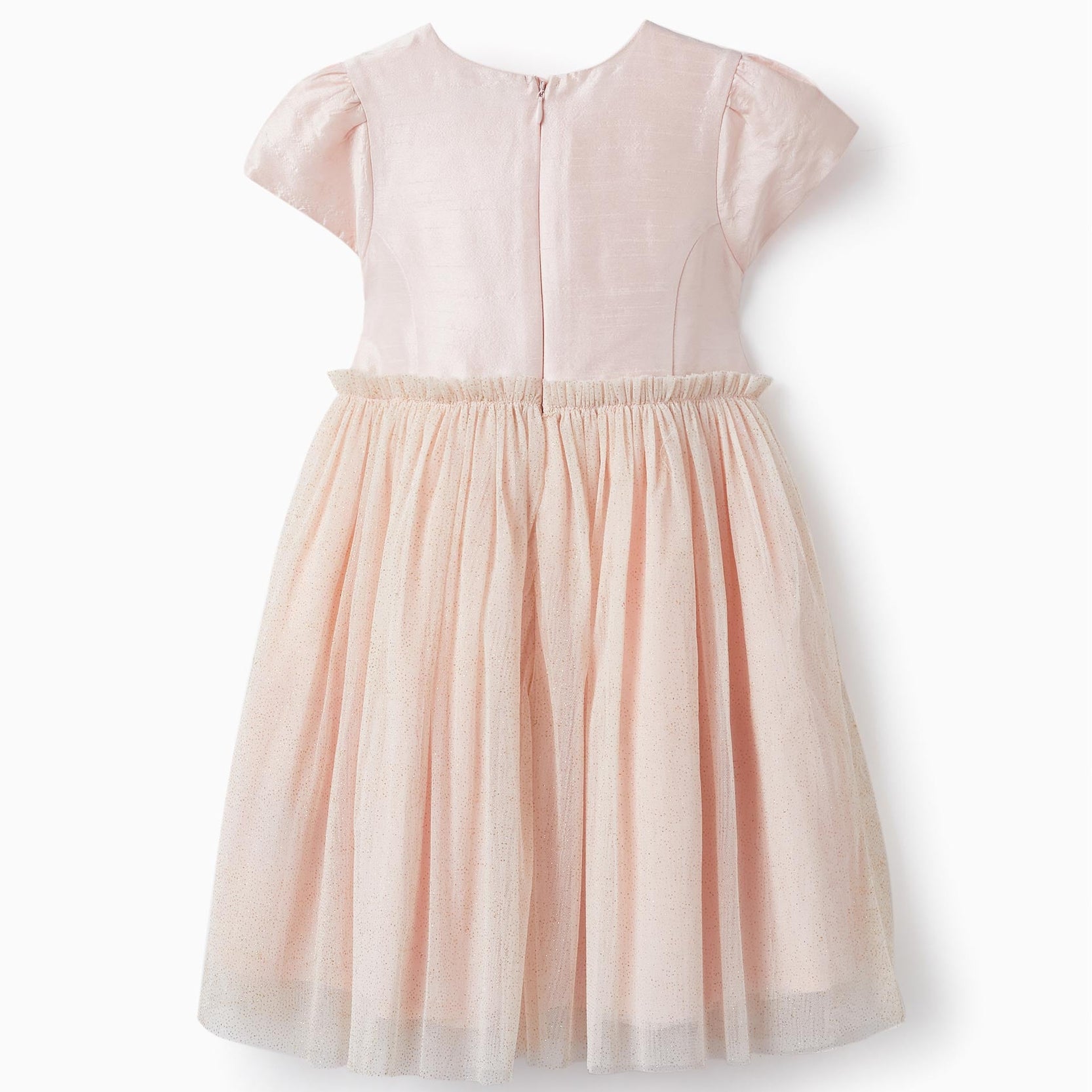 Dress with Tulle Skirt and Golden Glitter for Girls, Pink