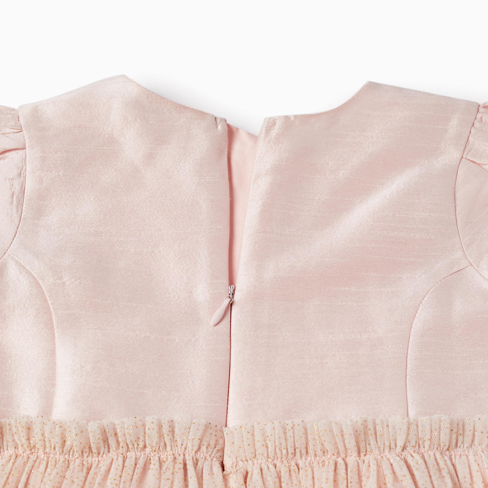 Dress with Tulle Skirt and Golden Glitter for Girls, Pink