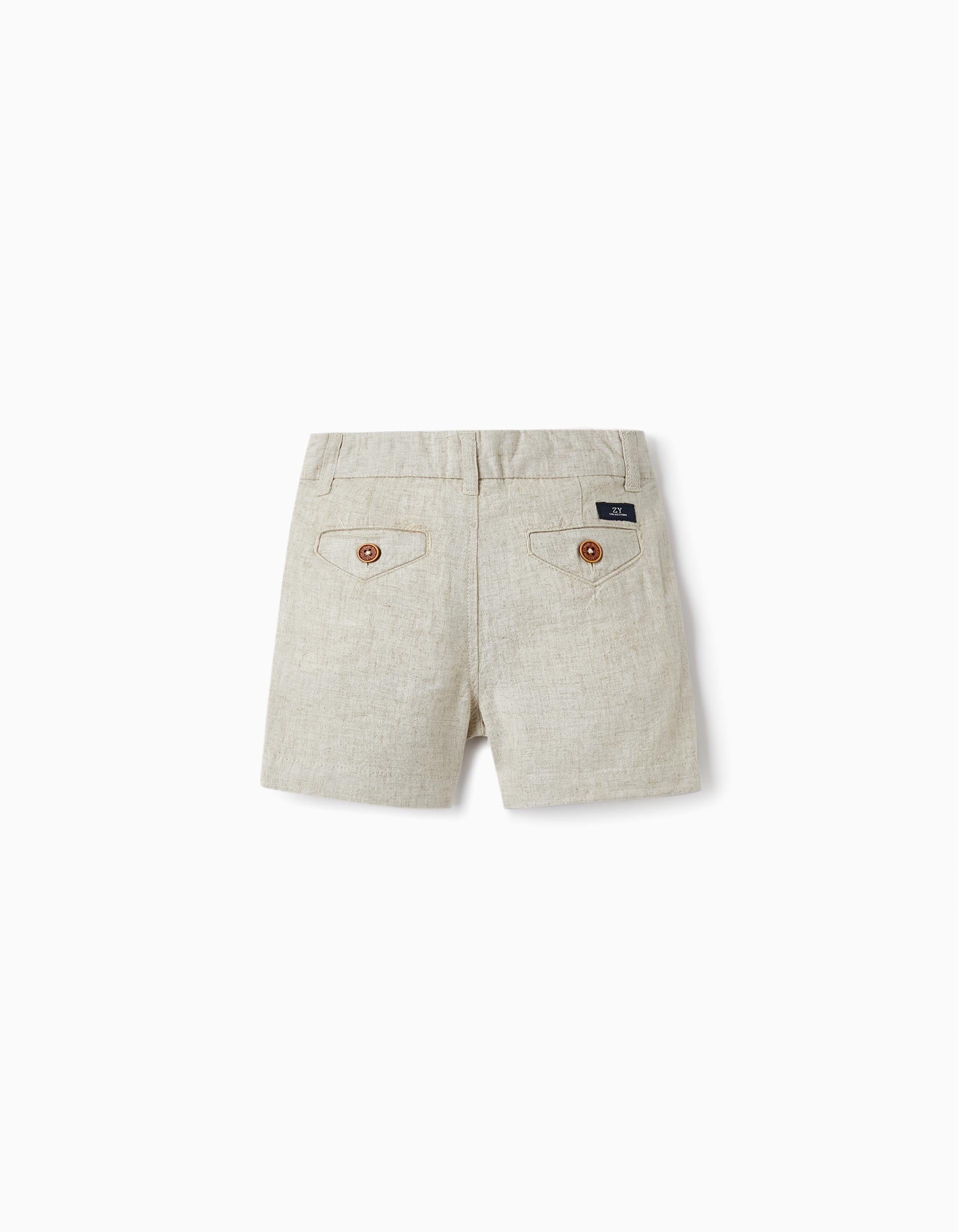 Shorts with Linen for Baby Boy, Beige