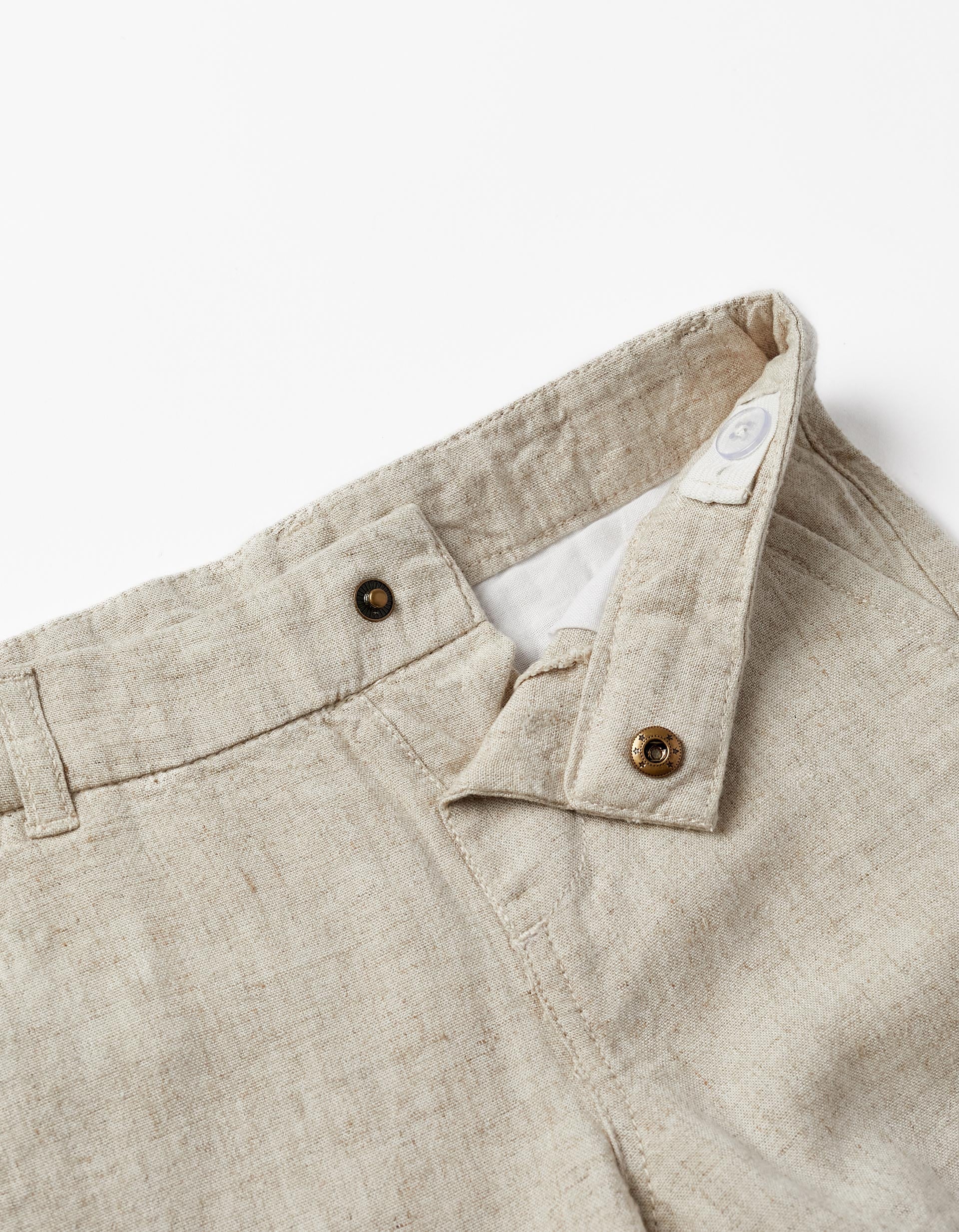 Shorts with Linen for Baby Boy, Beige