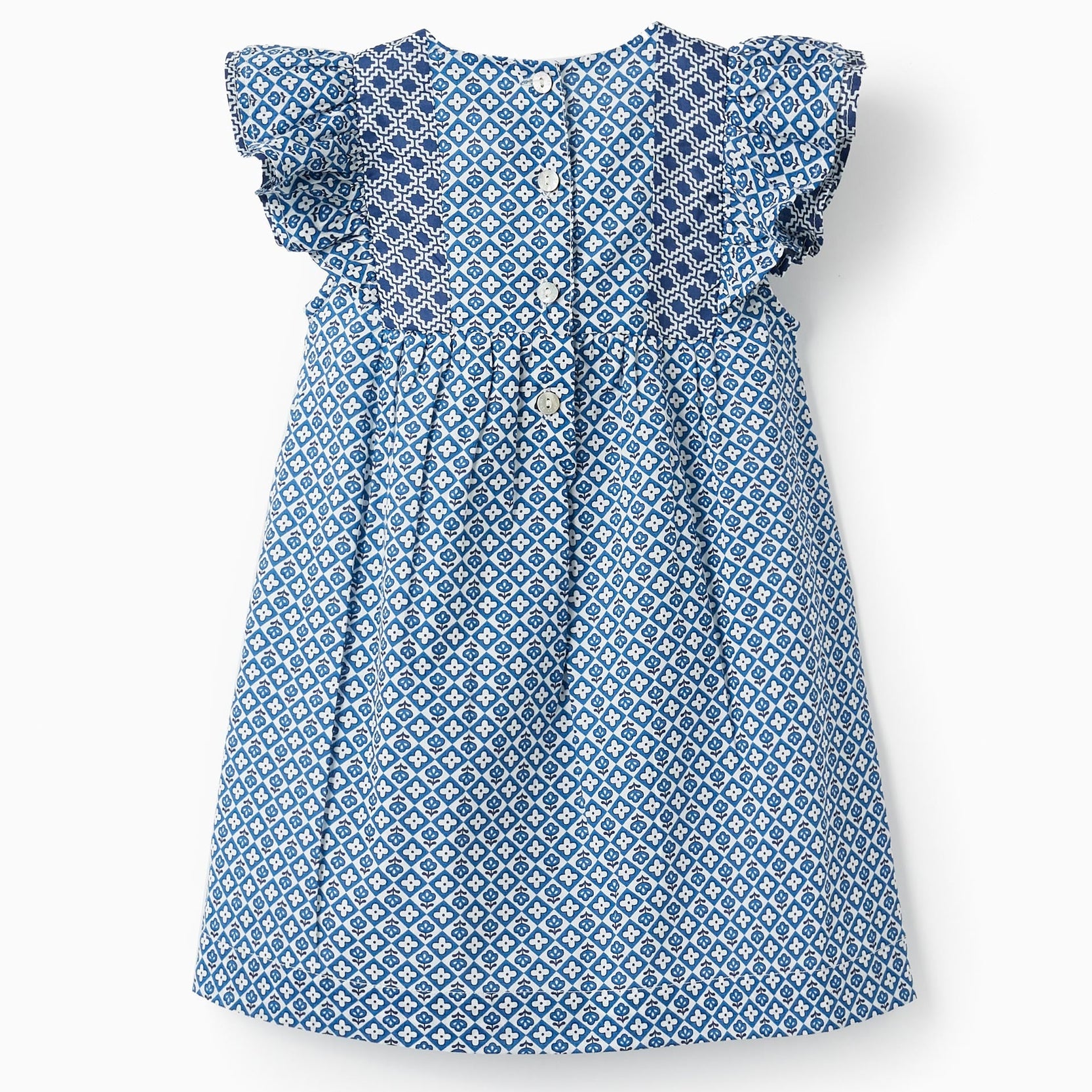 Dress with Ruffles for Baby Girls, Blue/White