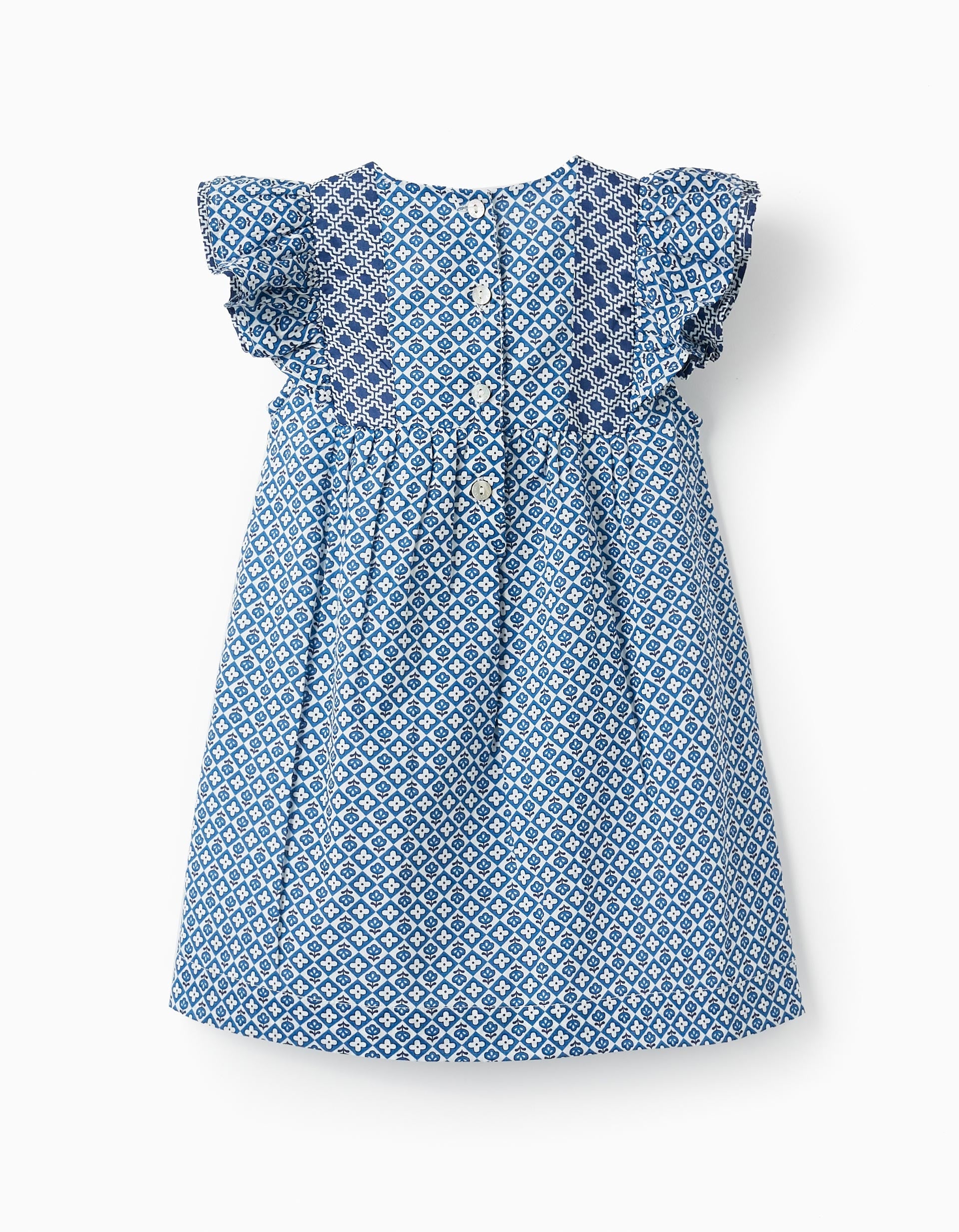 Dress with Ruffles for Baby Girls, Blue/White