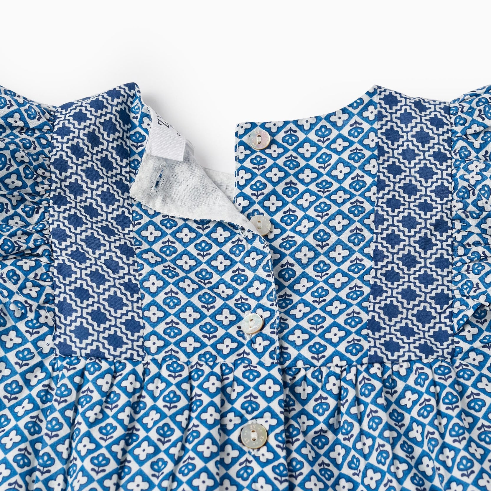 Dress with Ruffles for Baby Girls, Blue/White