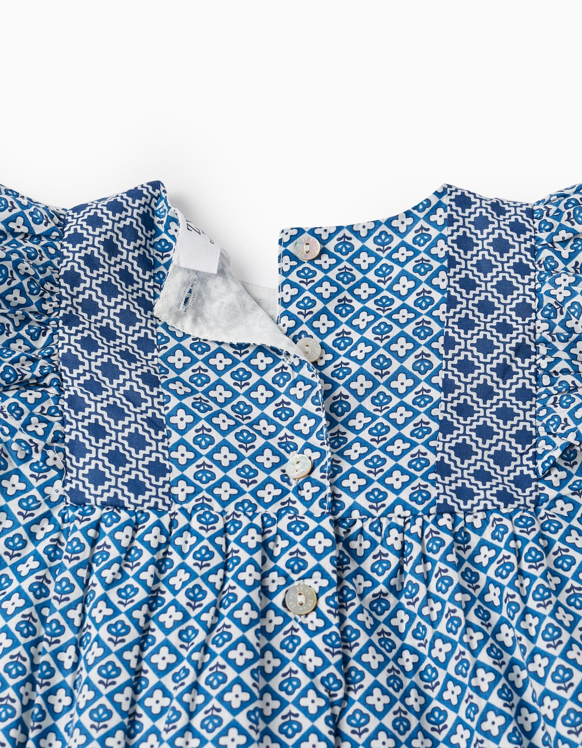 Dress with Ruffles for Baby Girls, Blue/White