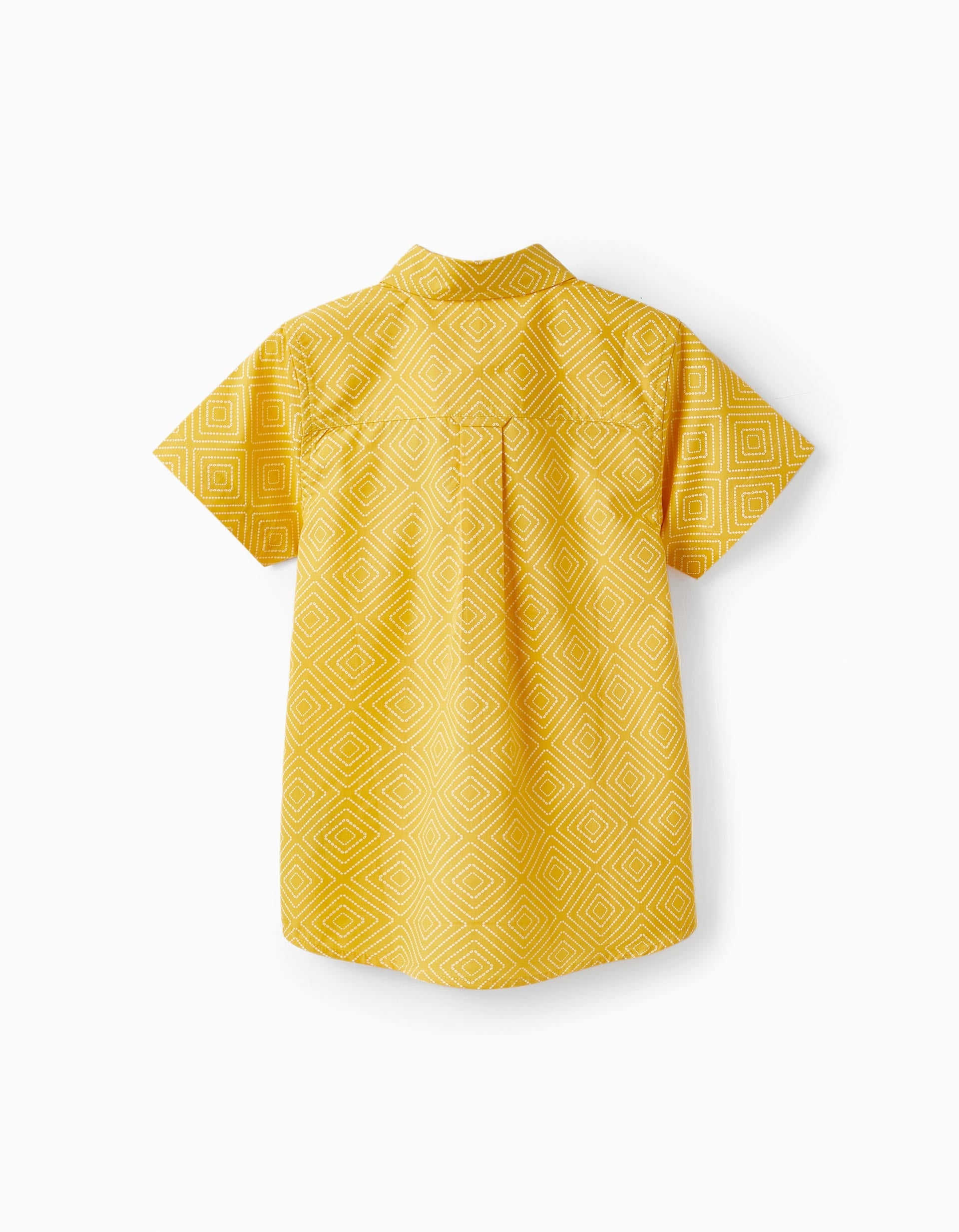 Short Sleeve Cotton Shirt for Boys, Yellow/White