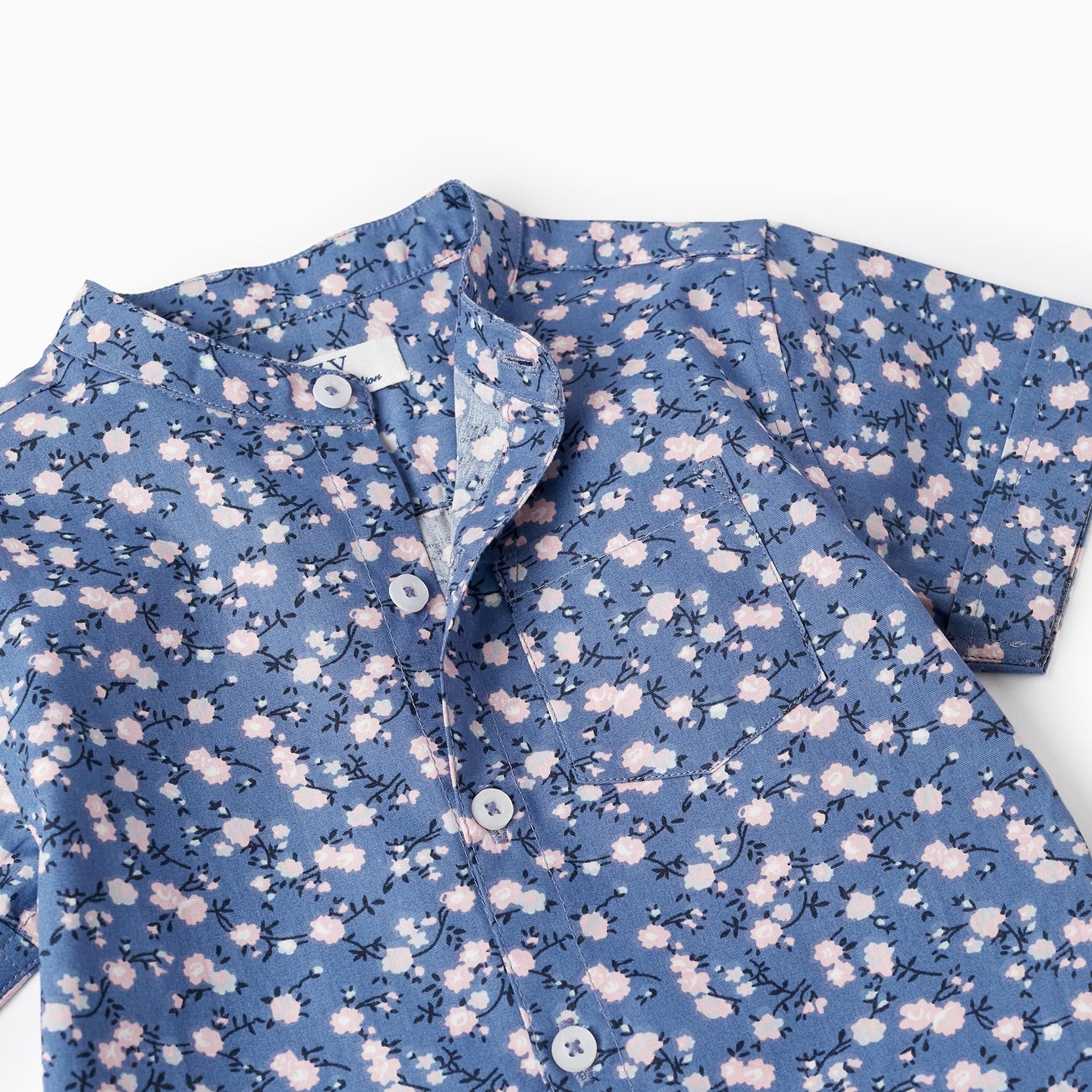 Short Sleeve Shirt + Midi Shorts for Boys, Purple/Beige