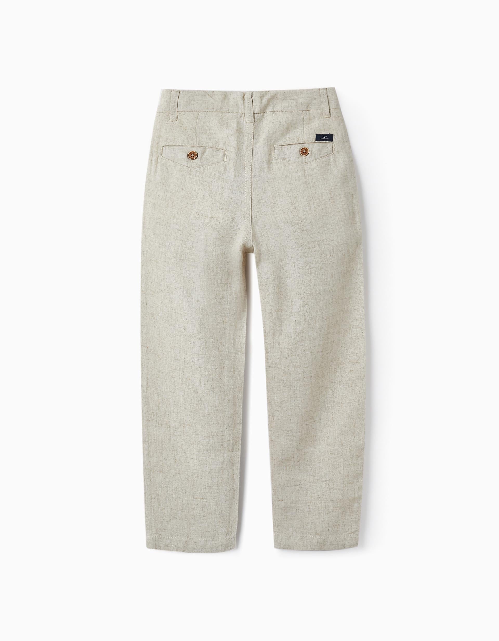 Chino Trousers with Linen for Boys 'Slim Fit', Beige