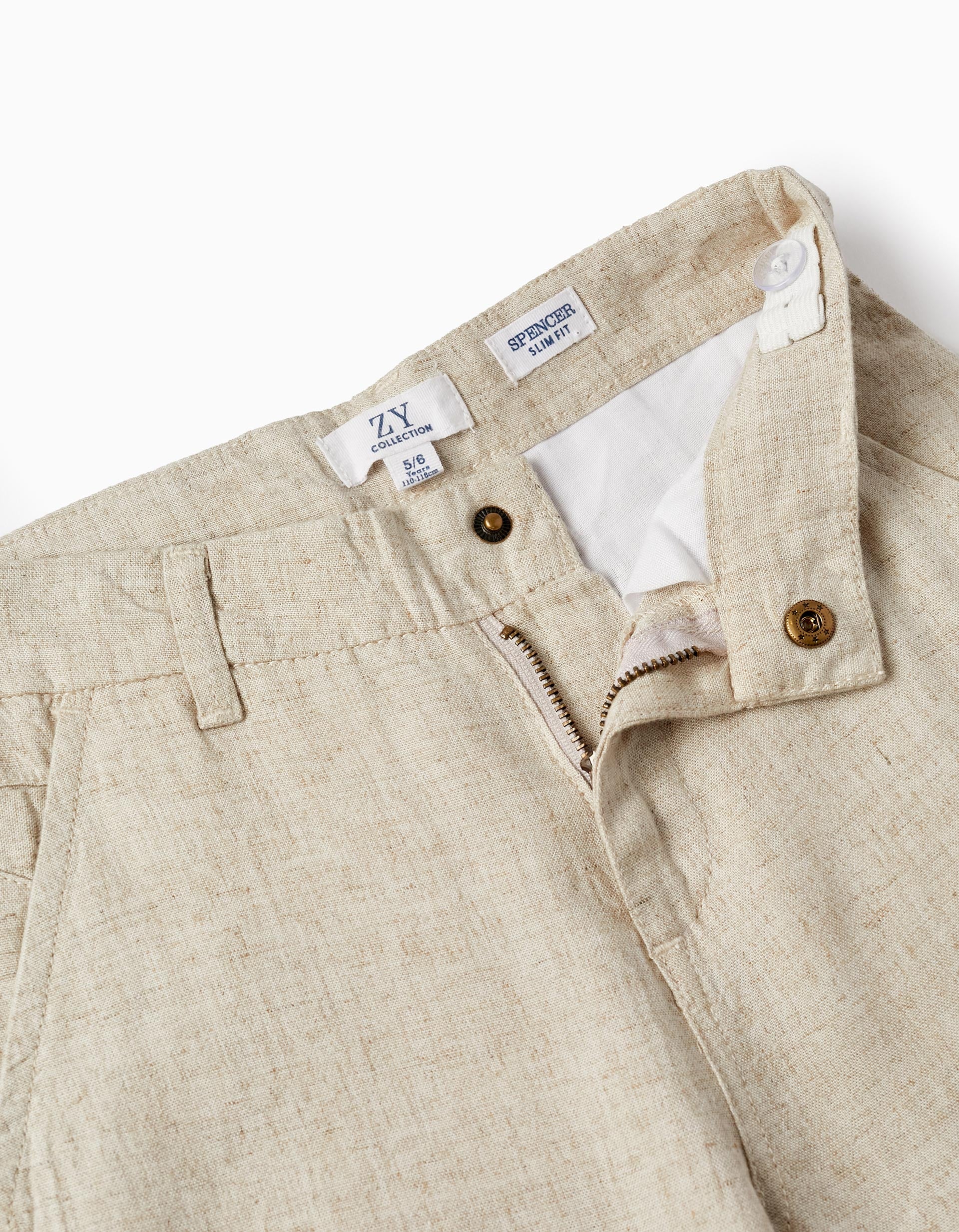 Chino Trousers with Linen for Boys 'Slim Fit', Beige