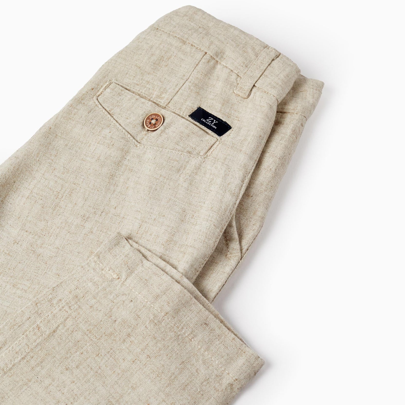 Chino Trousers with Linen for Boys 'Slim Fit', Beige
