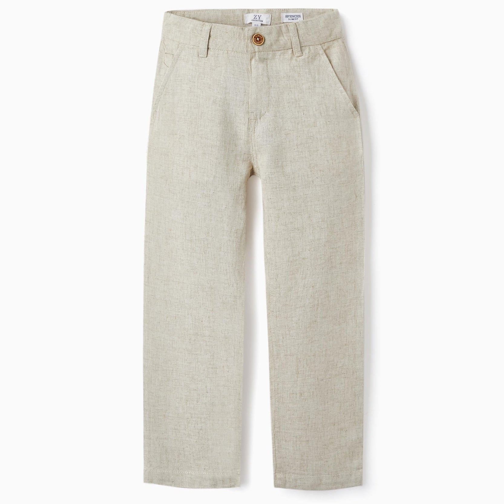 Chino Trousers with Linen for Boys 'Slim Fit', Beige