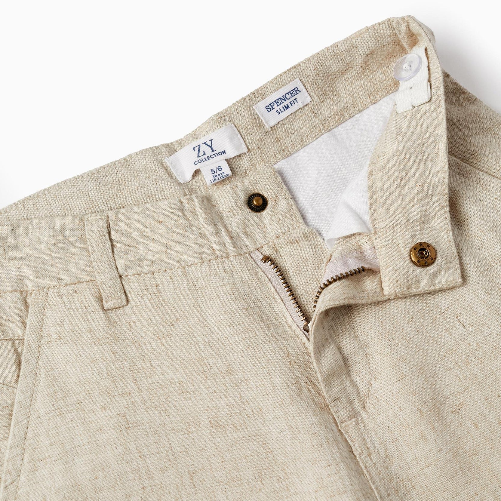 Chino Trousers with Linen for Boys 'Slim Fit', Beige