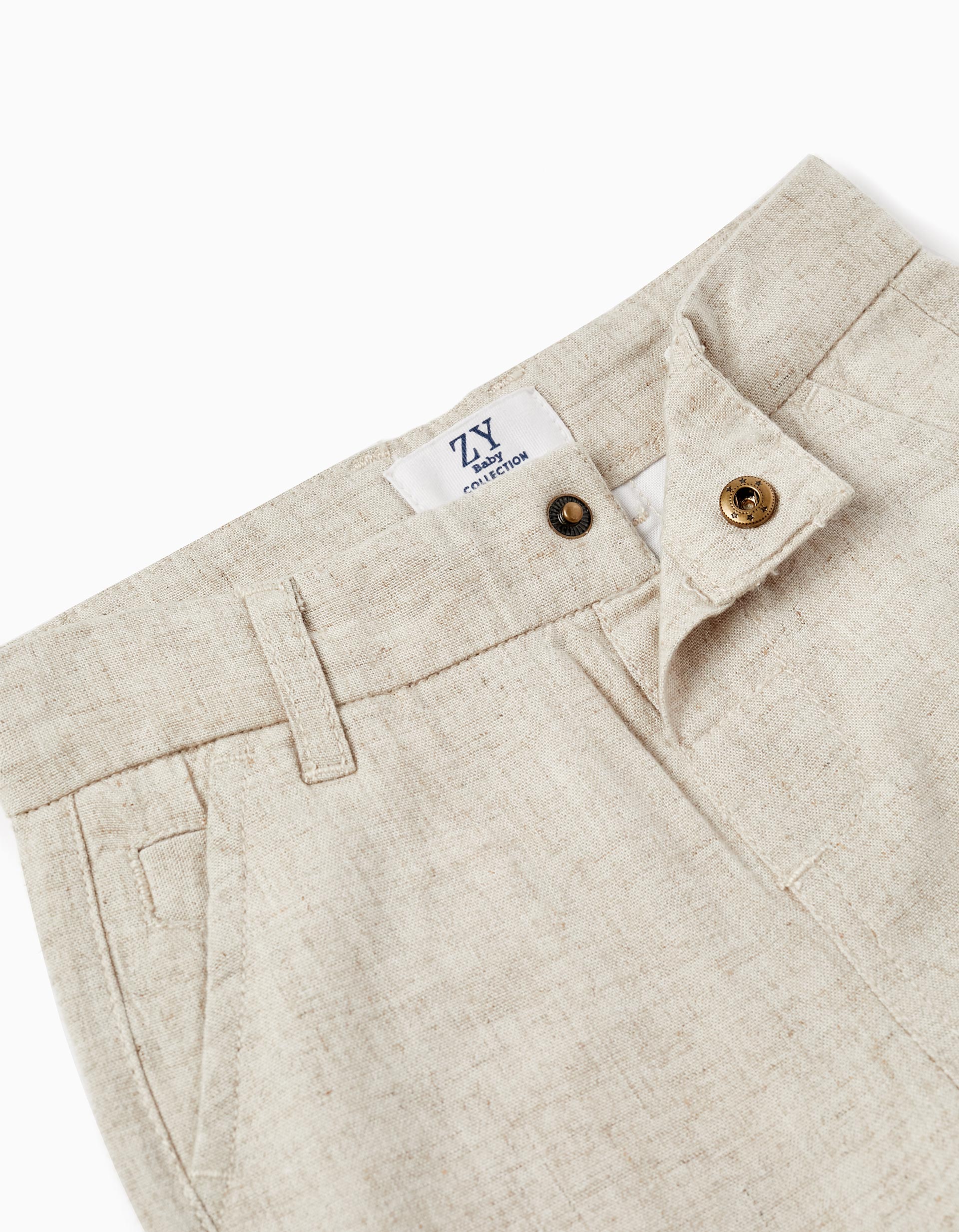 Trousers with Linen for Baby Boys 'Special Days', Beige