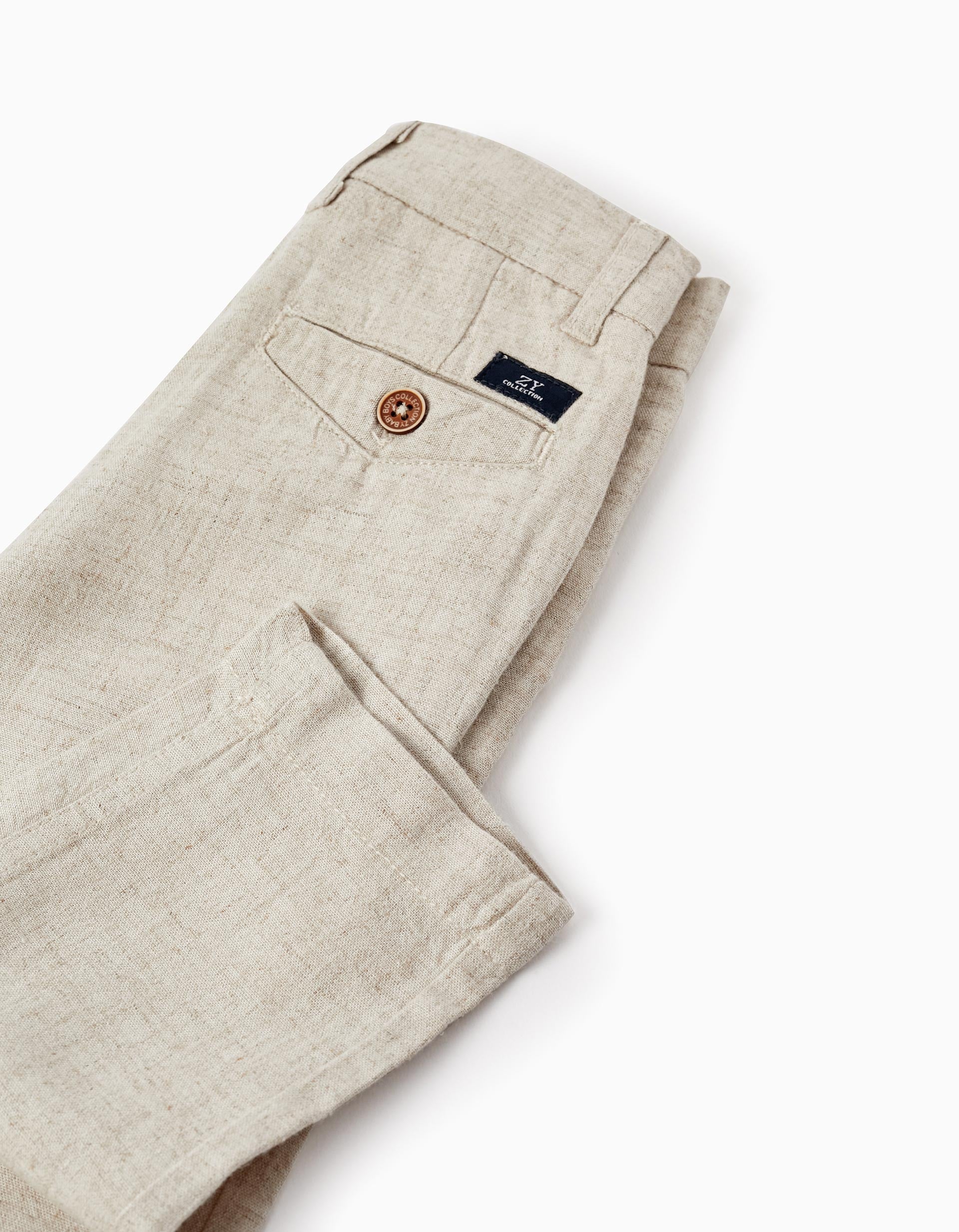 Trousers with Linen for Baby Boys 'Special Days', Beige