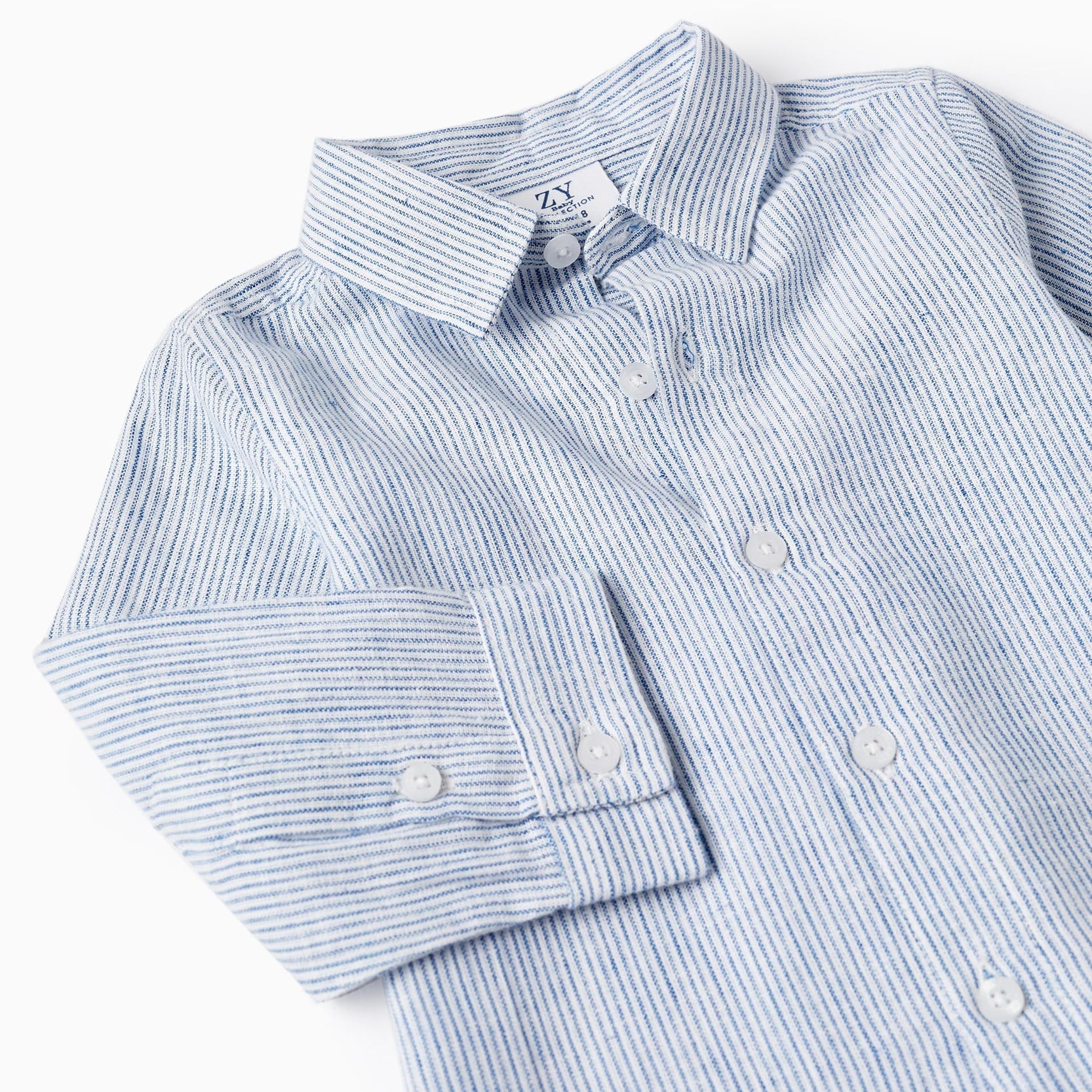 Classic Long Sleeve Striped Shirt for Baby Boys, Blue/White