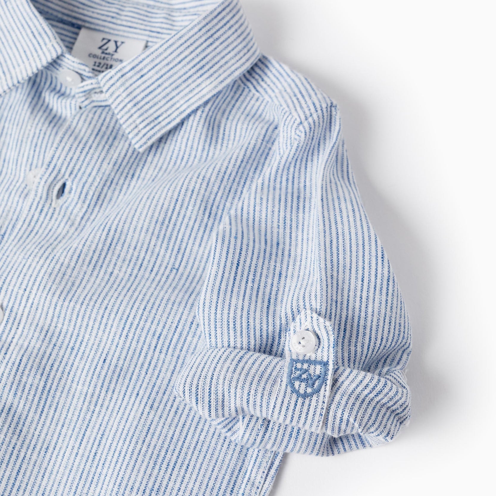 Classic Long Sleeve Striped Shirt for Baby Boys, Blue/White