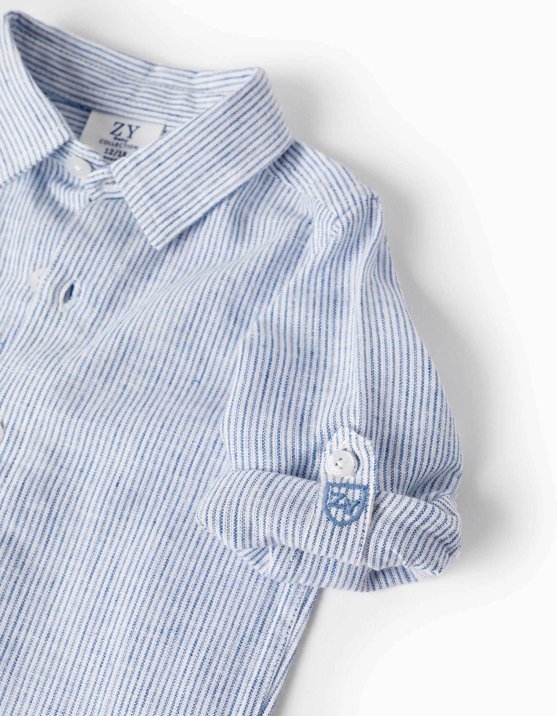 Classic Long Sleeve Striped Shirt for Baby Boys, Blue/White