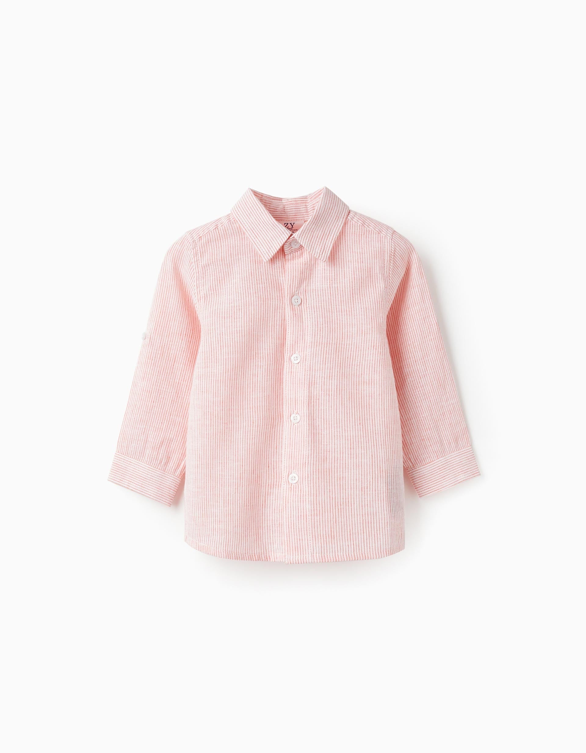 Striped Shirt for Baby Boys, White/Orange