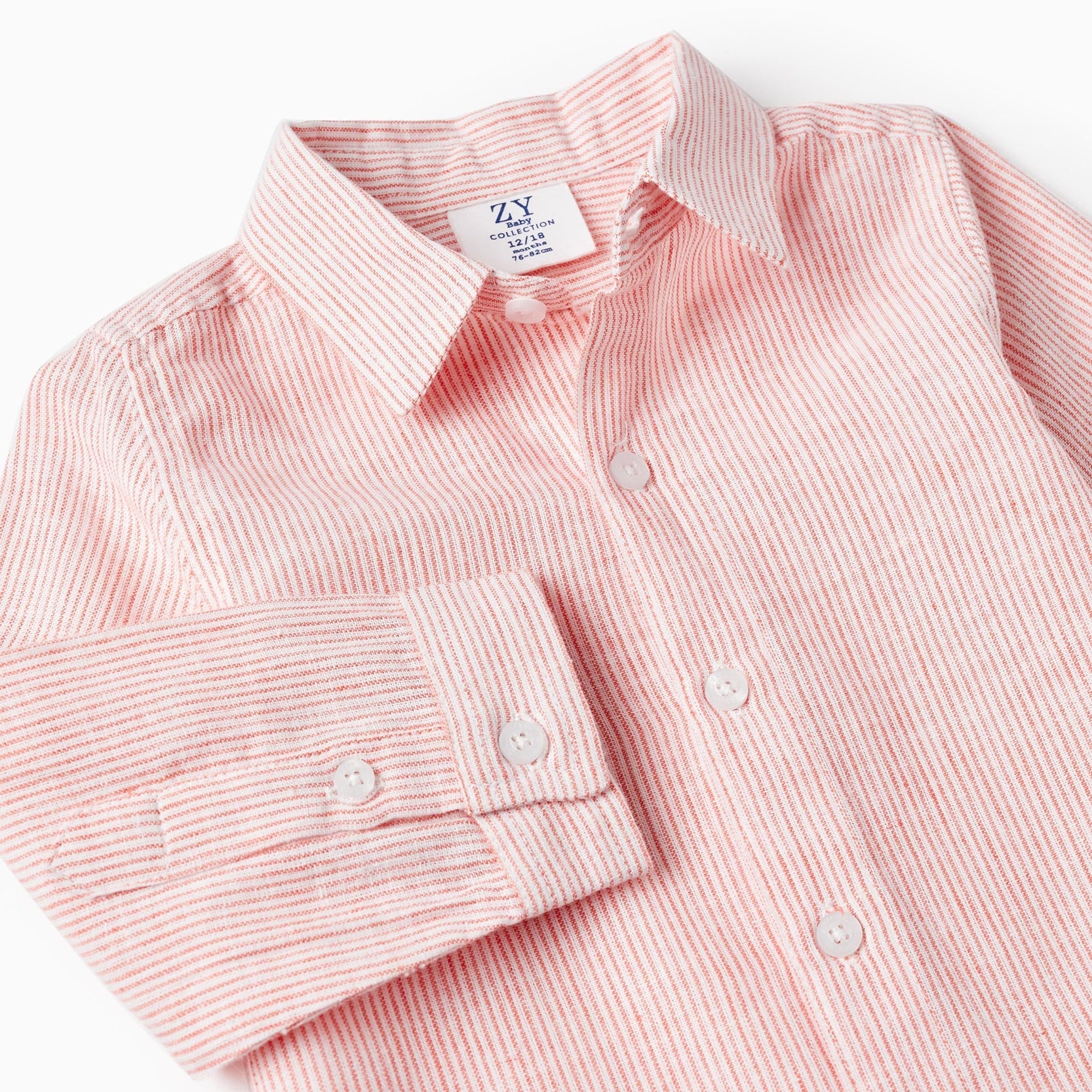 Striped Shirt for Baby Boys, White/Orange