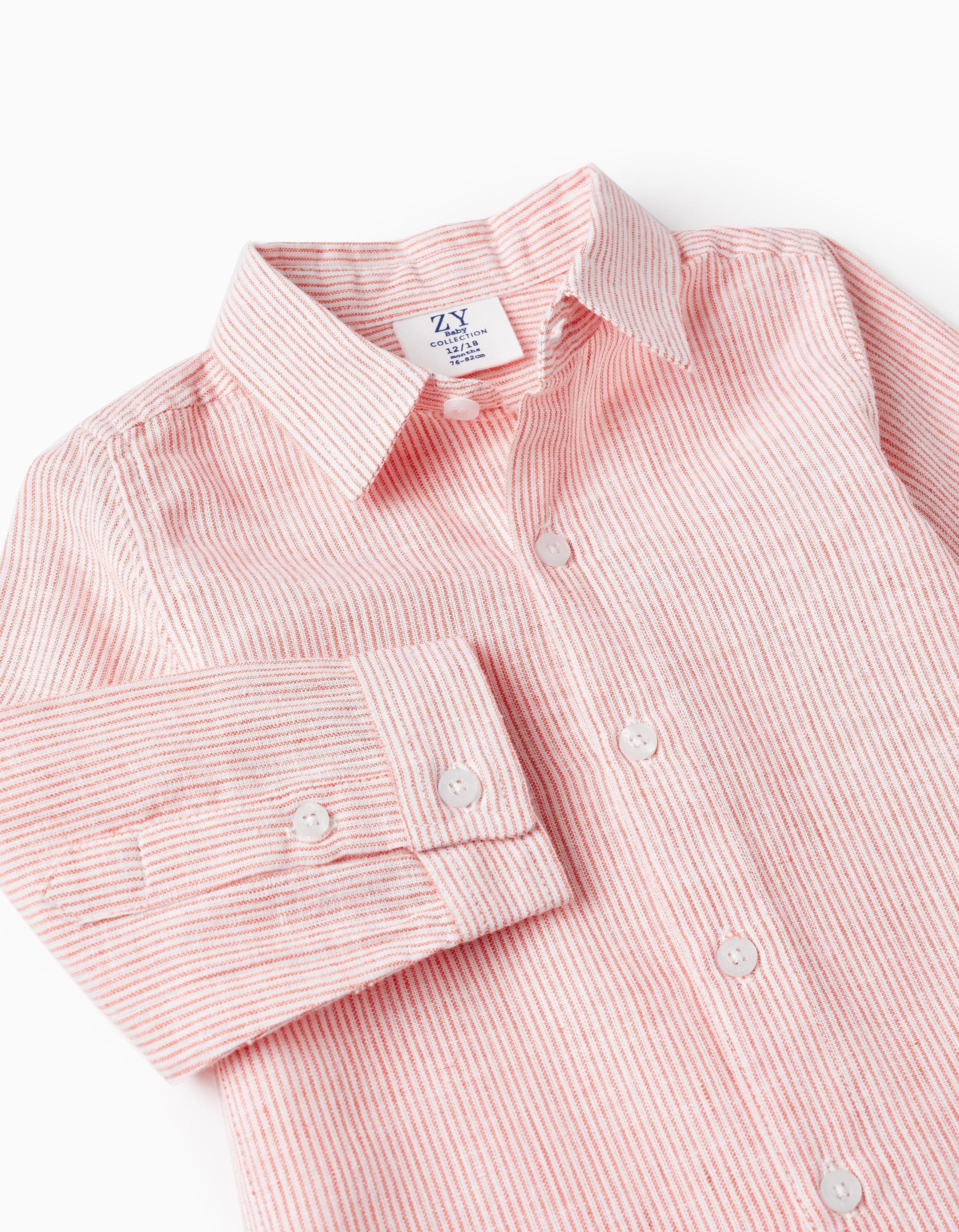 Striped Shirt for Baby Boys, White/Orange