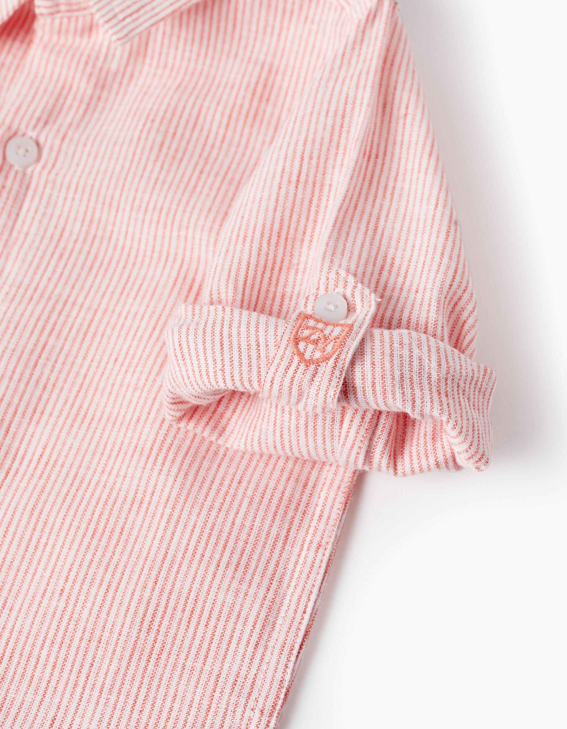 Striped Shirt for Baby Boys, White/Orange