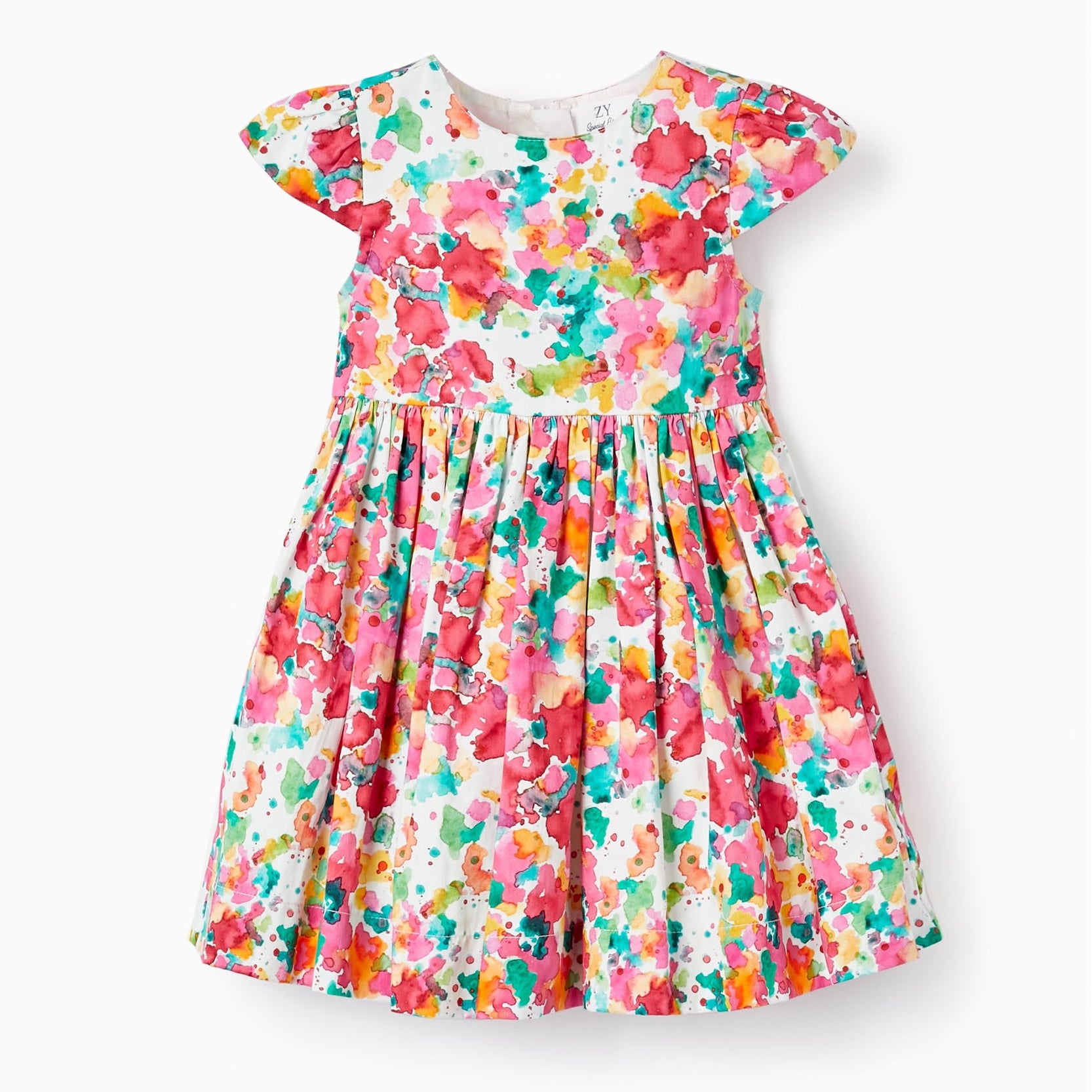 Dress with Watercolor Pattern for Baby Girls, Multicolour
