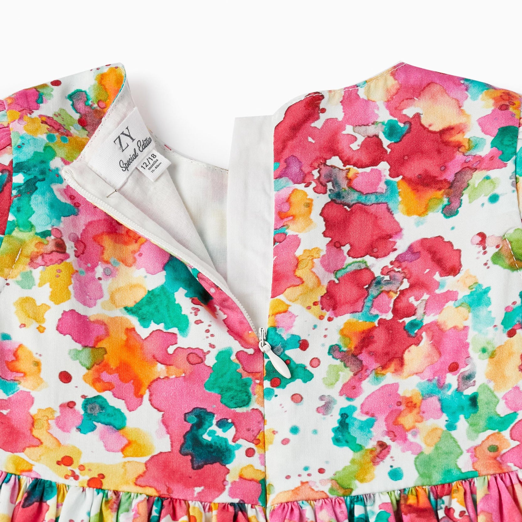 Dress with Watercolor Pattern for Baby Girls, Multicolour