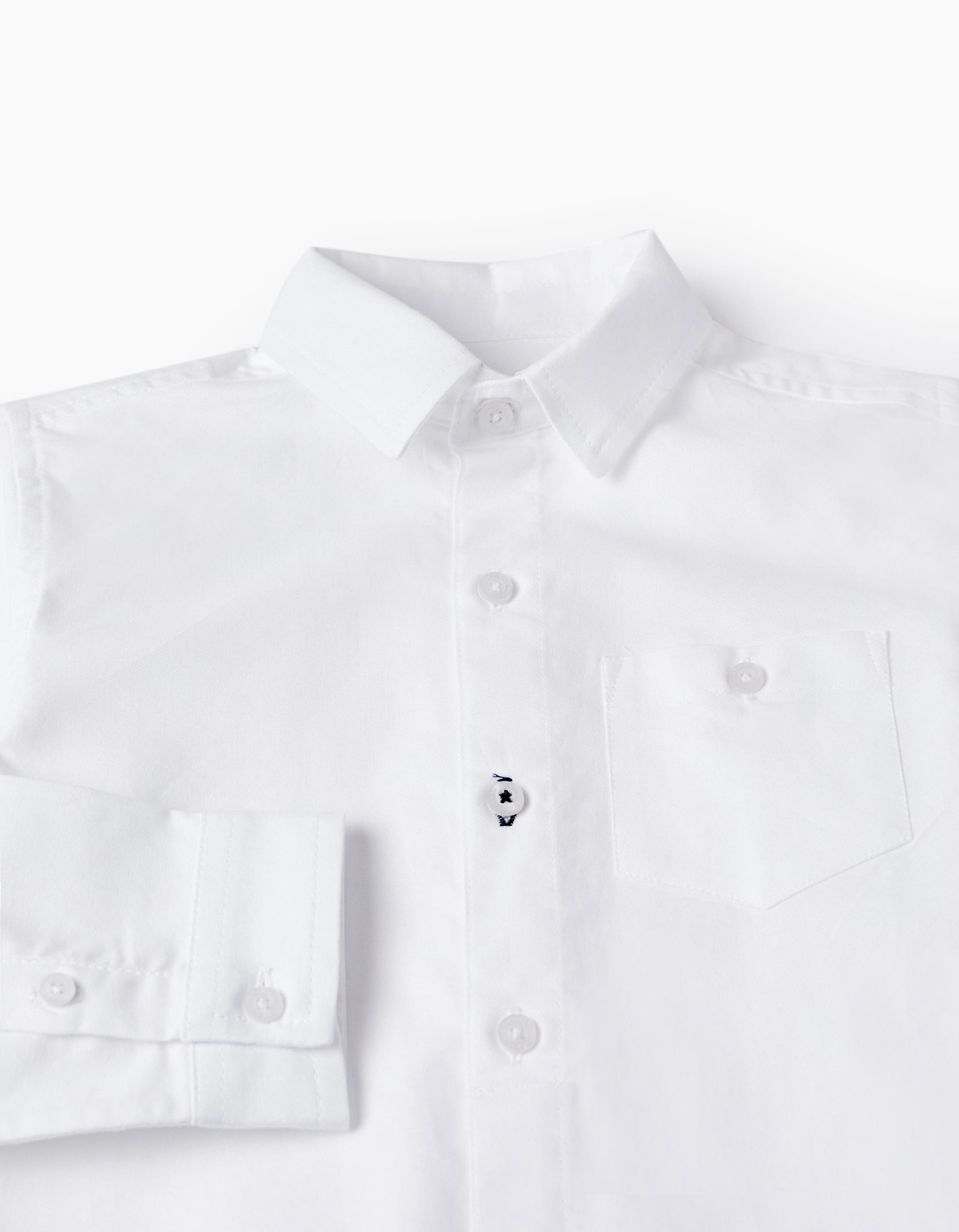 Loop + Cotton Shirt for Boys, Blue/White