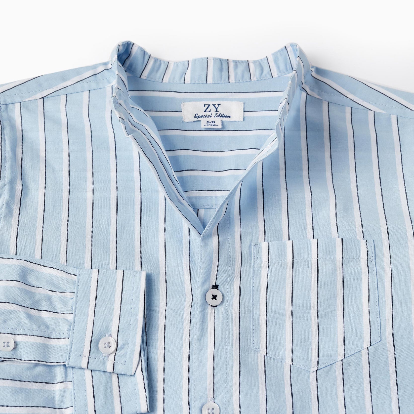 Striped Cotton Shirt for Boys, Blue/White
