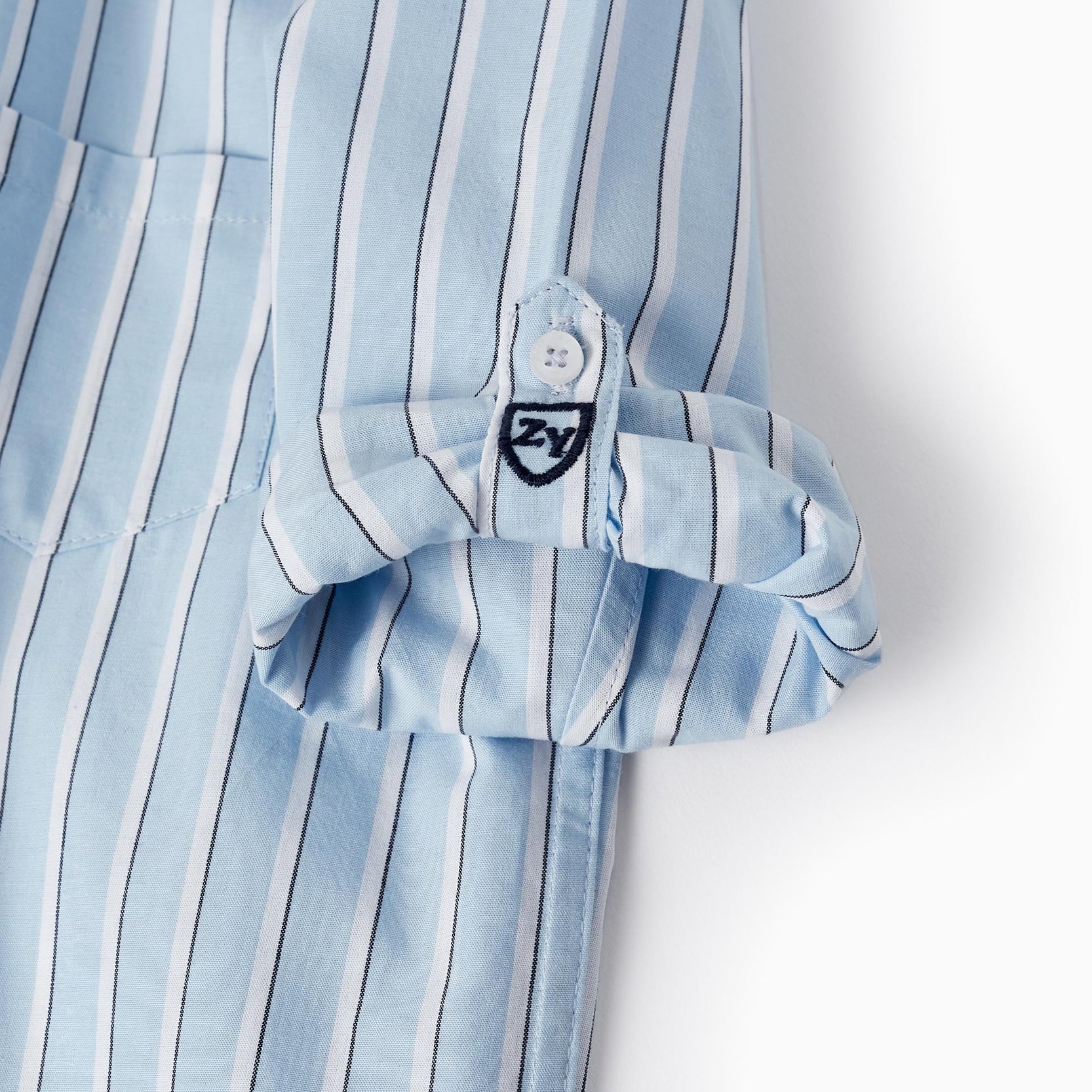 Striped Cotton Shirt for Boys, Blue/White