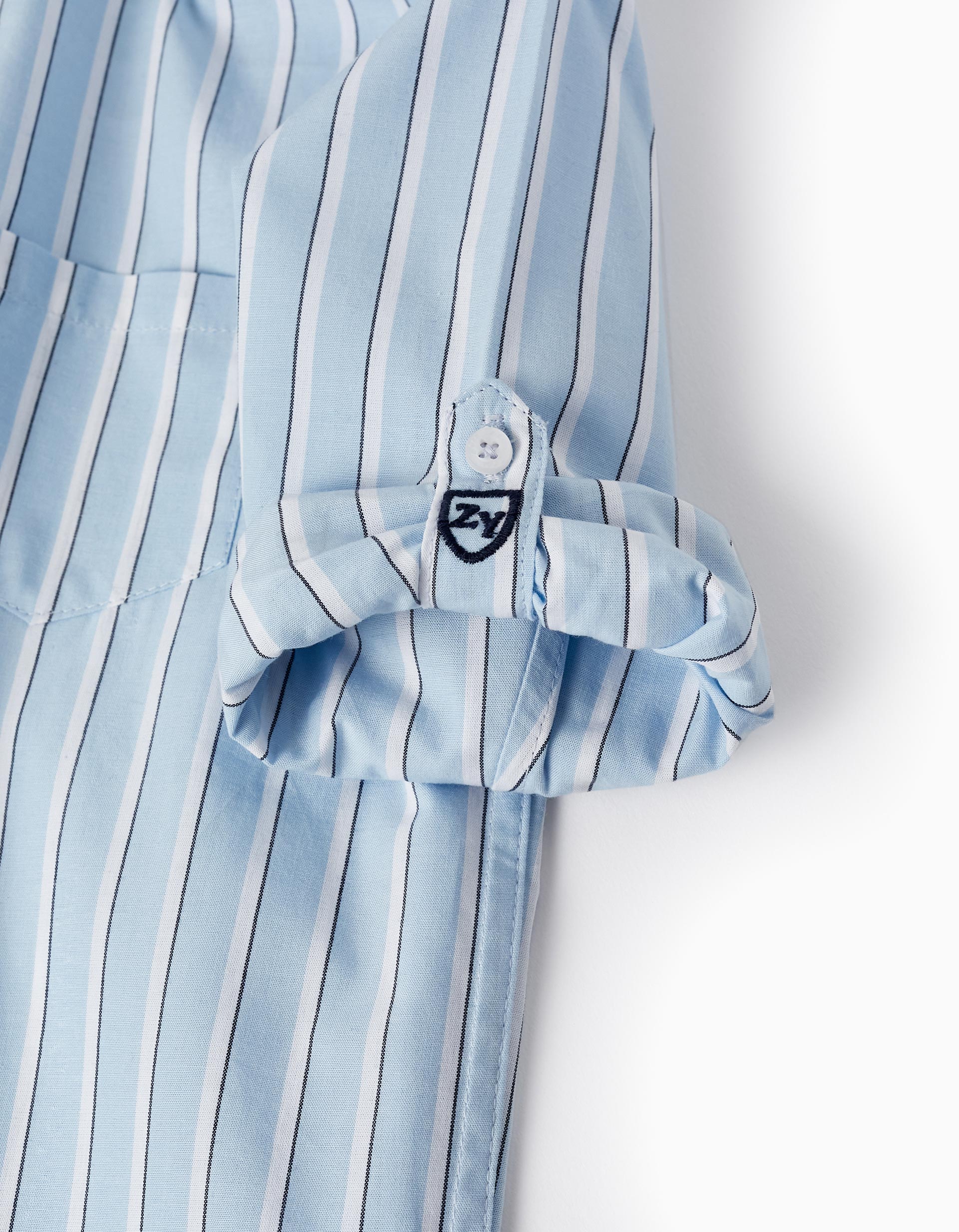 Striped Cotton Shirt for Boys, Blue/White