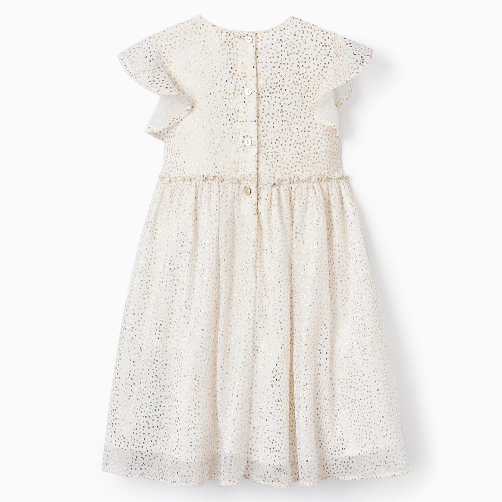 Ceremony Dress for Girls, White/Gold