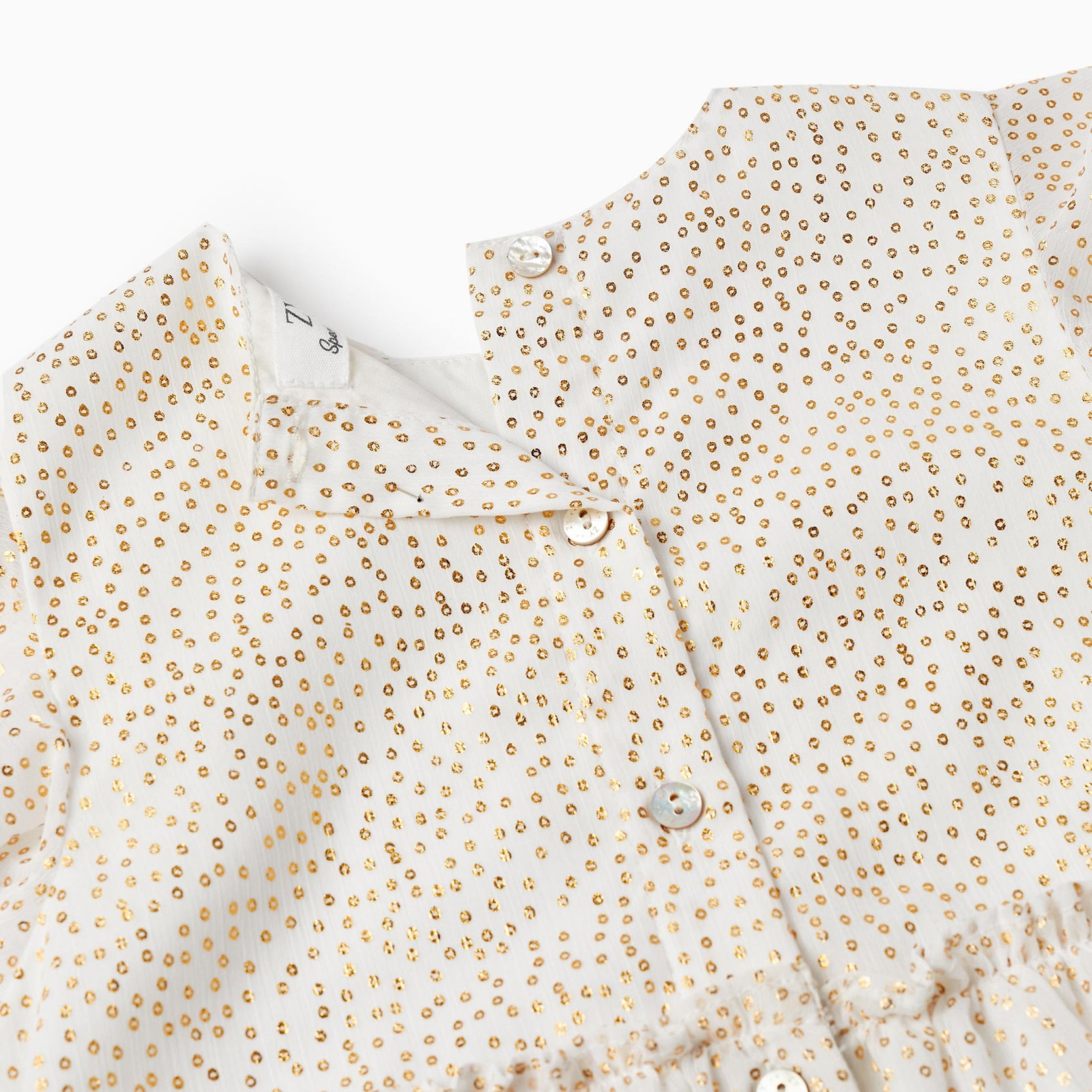 Ceremony Dress for Girls, White/Gold