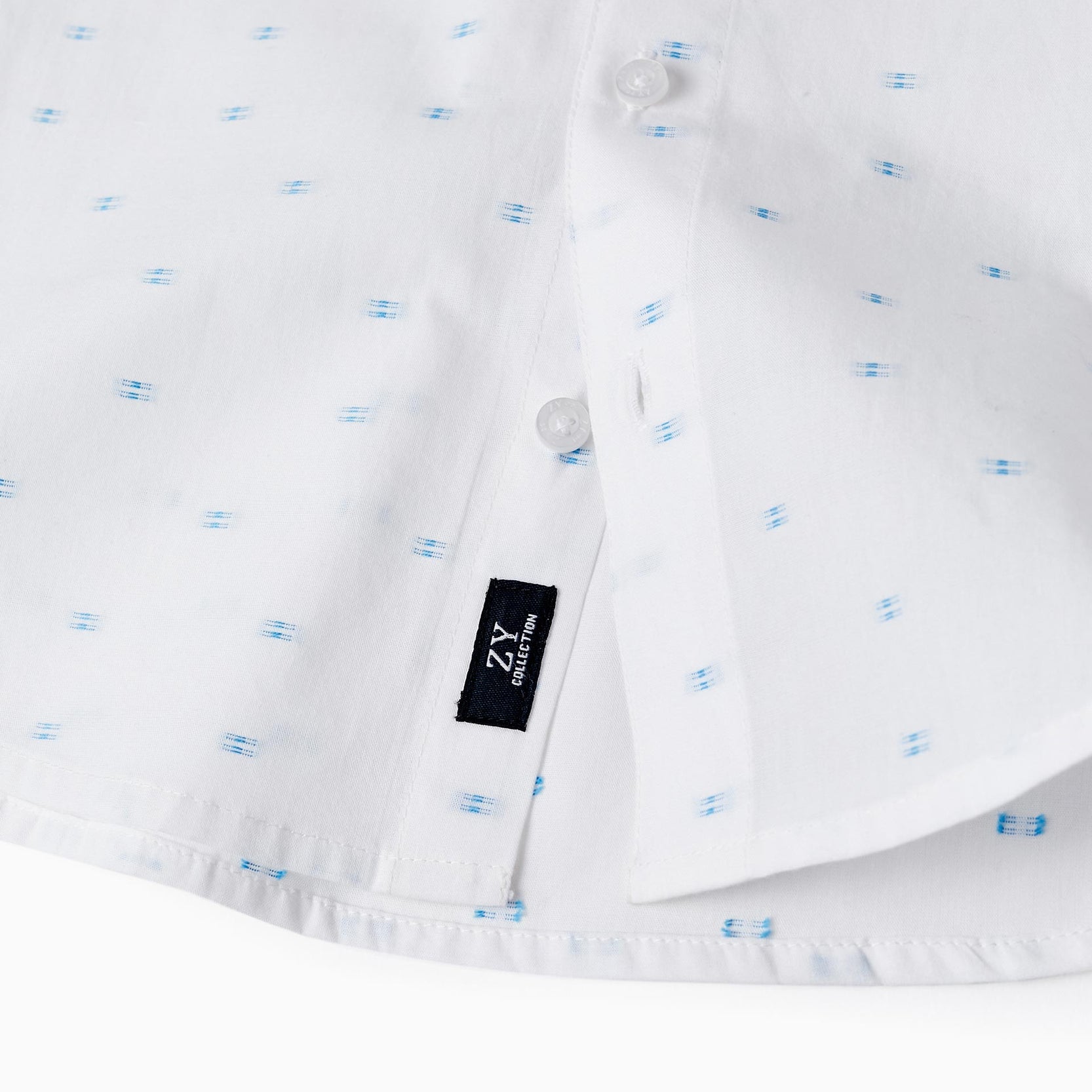 Cotton Shirt for Boys, White/Blue