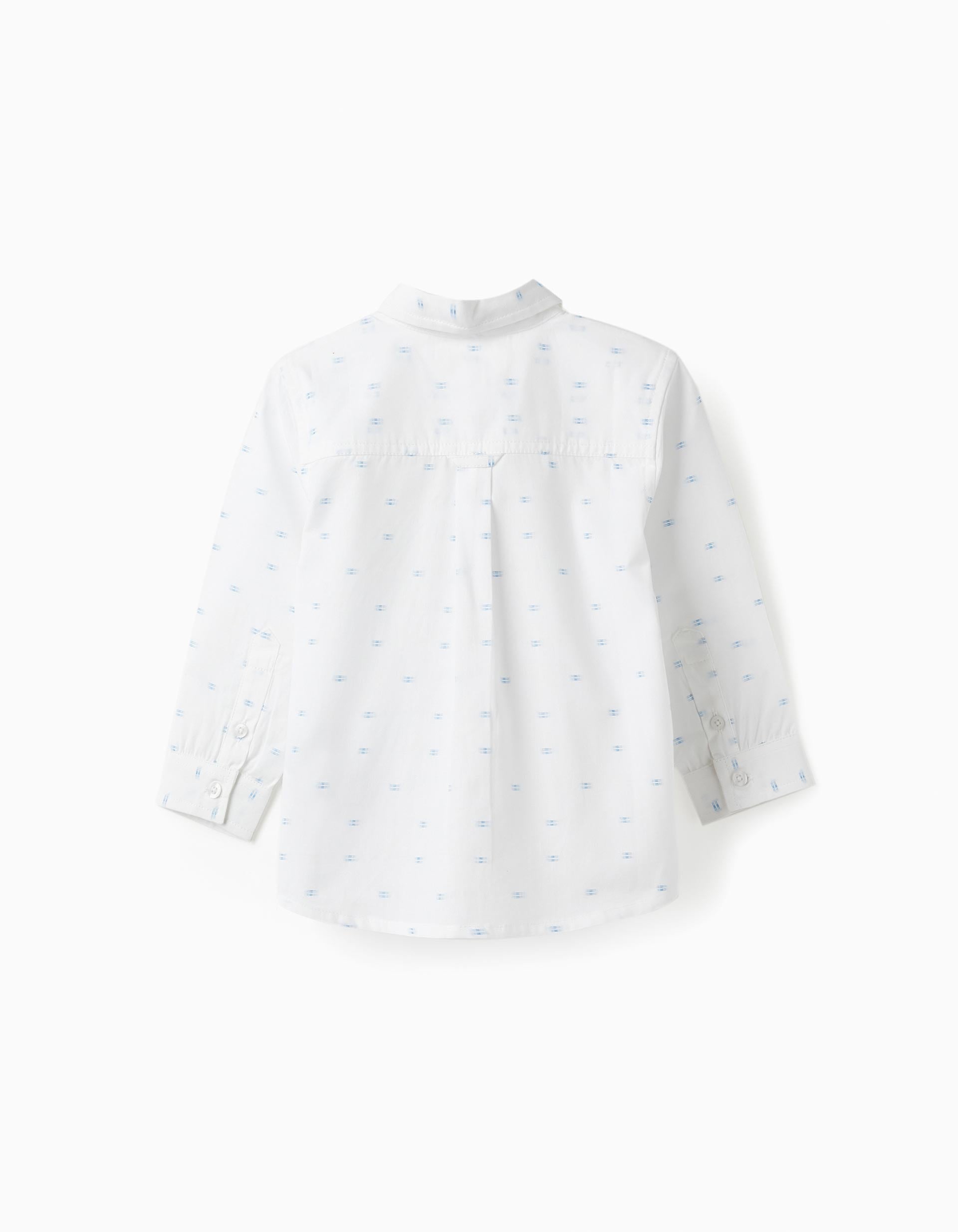 Cotton Shirt for Baby Boys, White/Blue