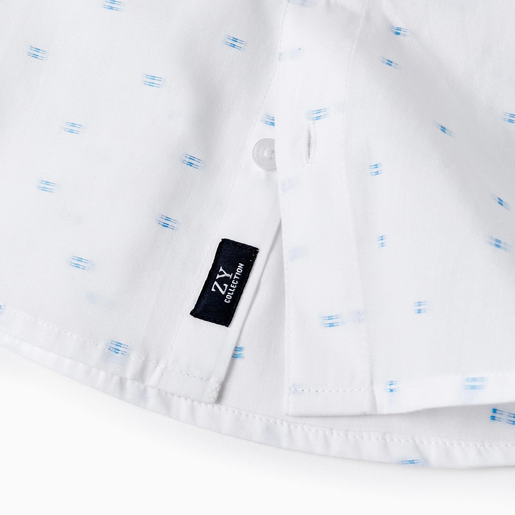 Cotton Shirt for Baby Boys, White/Blue