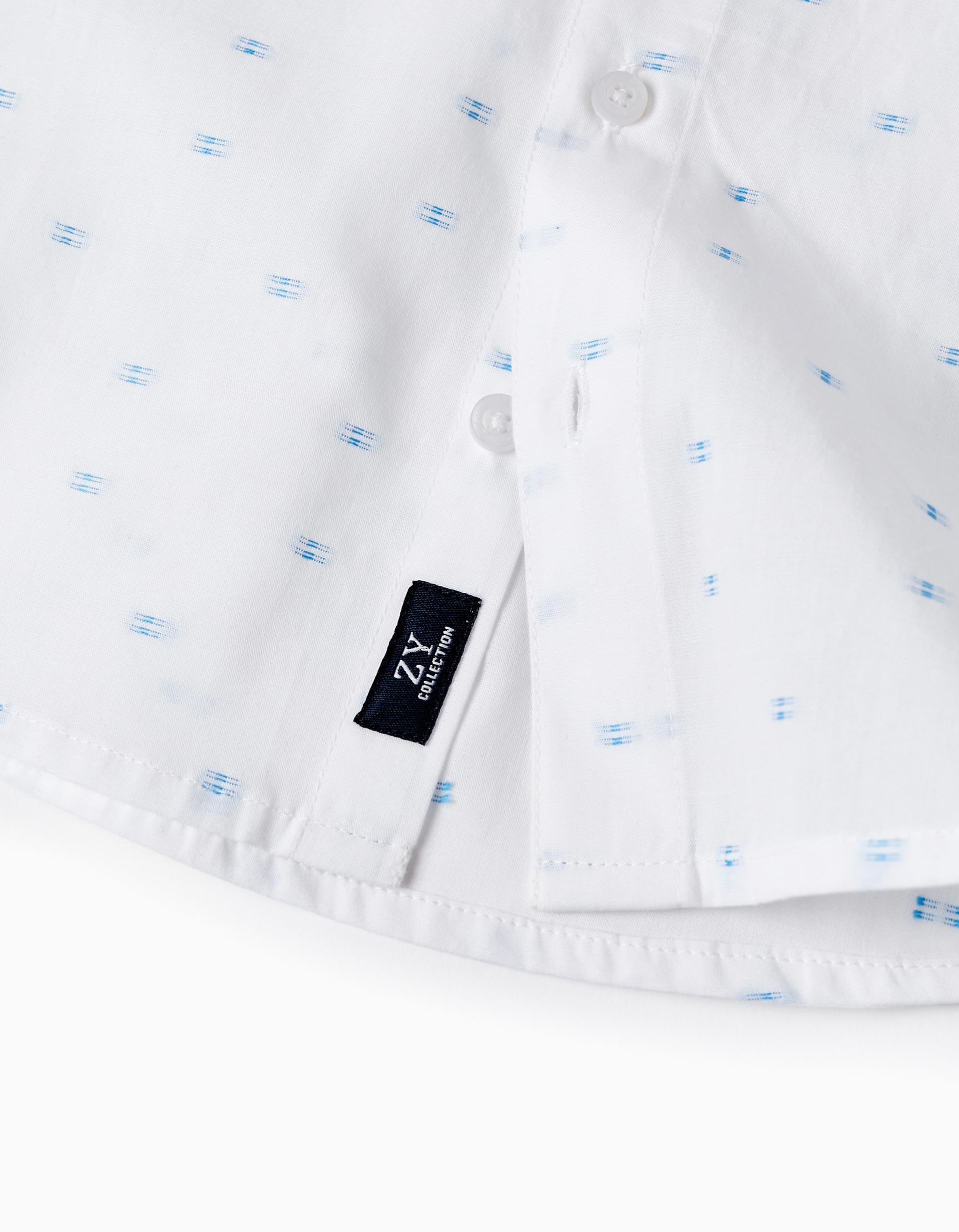 Cotton Shirt for Baby Boys, White/Blue