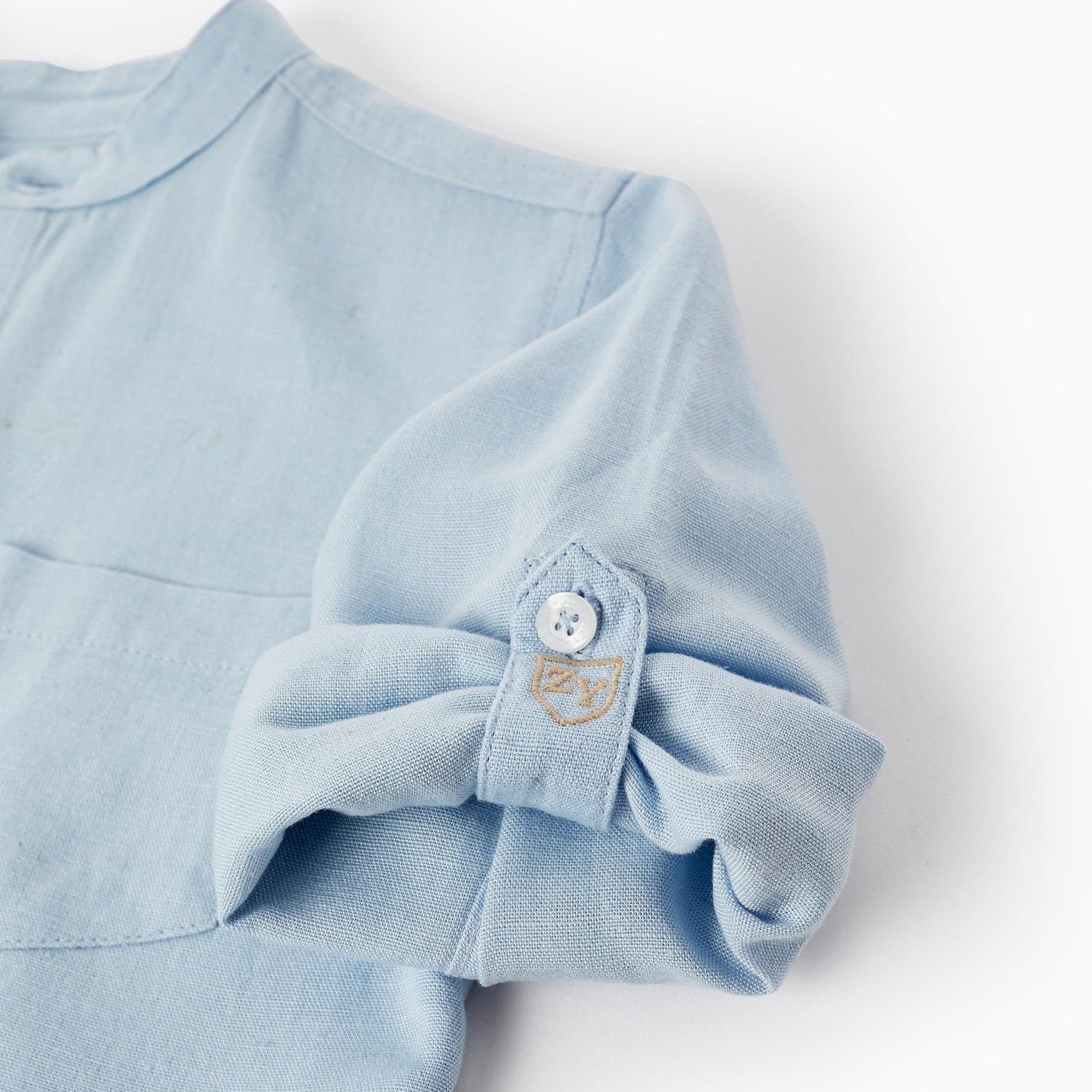 Long Sleeve Linen Shirt for Boys, Light Blue