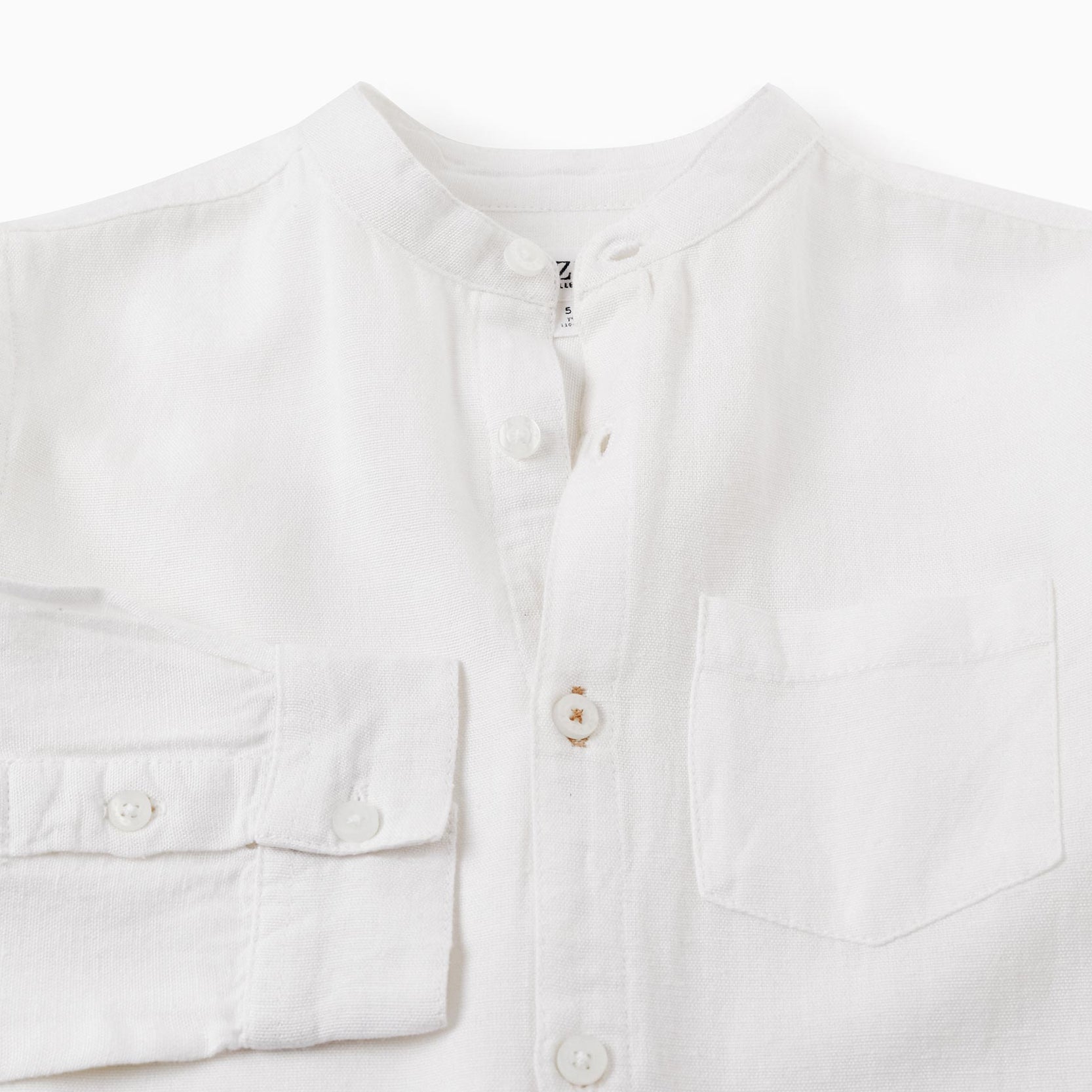 Long Sleeve Linen Shirt for Boys, White
