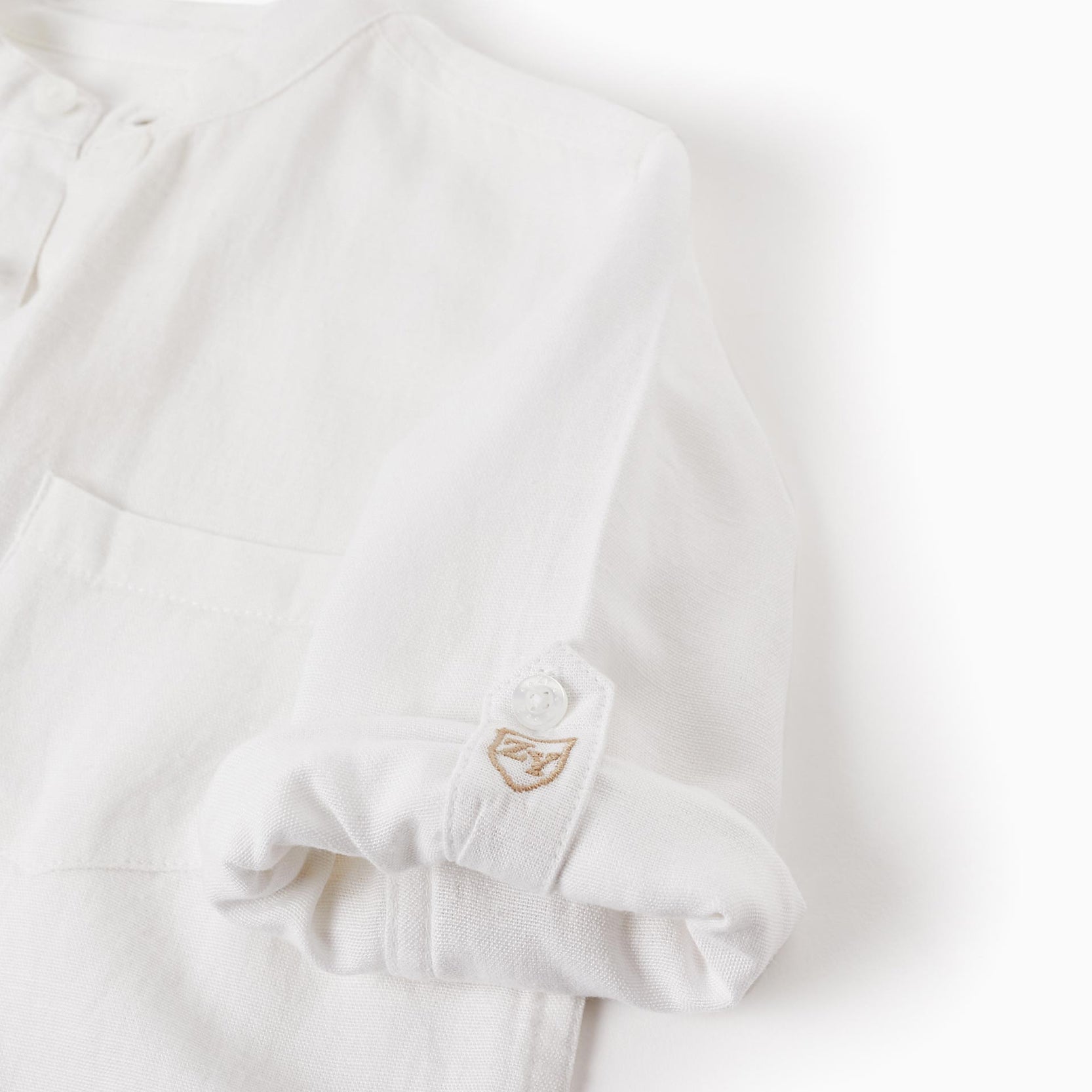 Long Sleeve Linen Shirt for Boys, White
