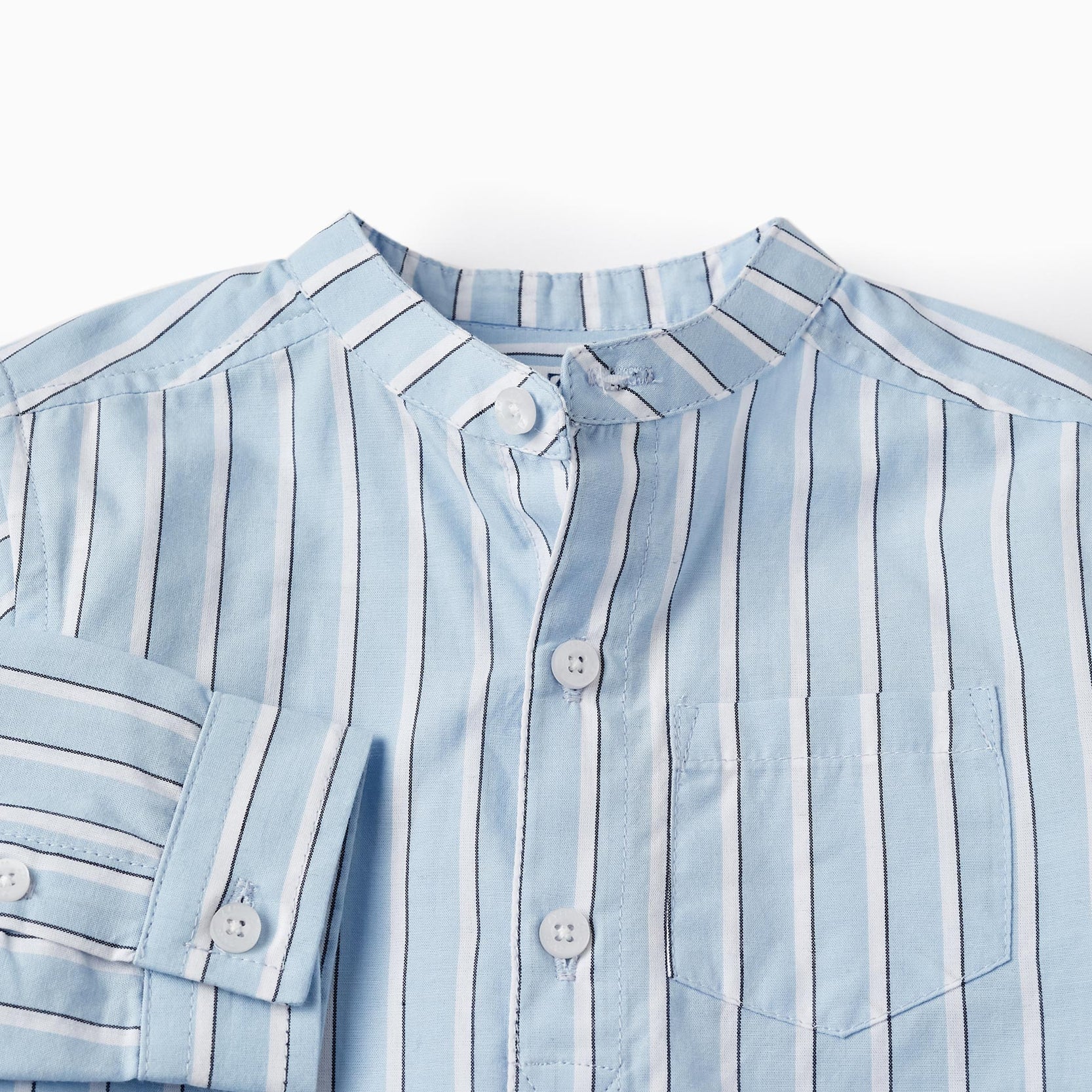 Striped Cotton Shirt for Baby Boys, Blue/White
