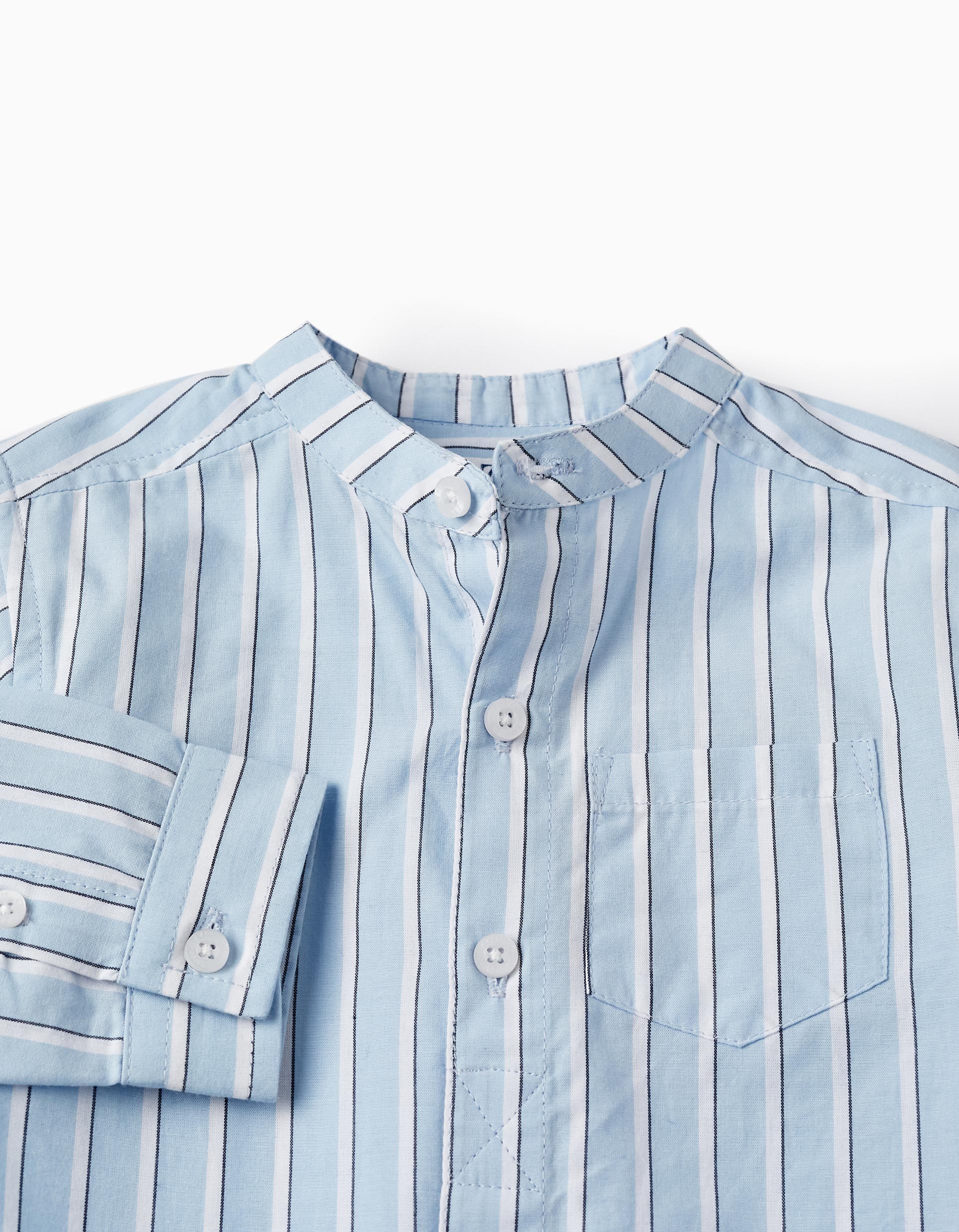 Striped Cotton Shirt for Baby Boys, Blue/White