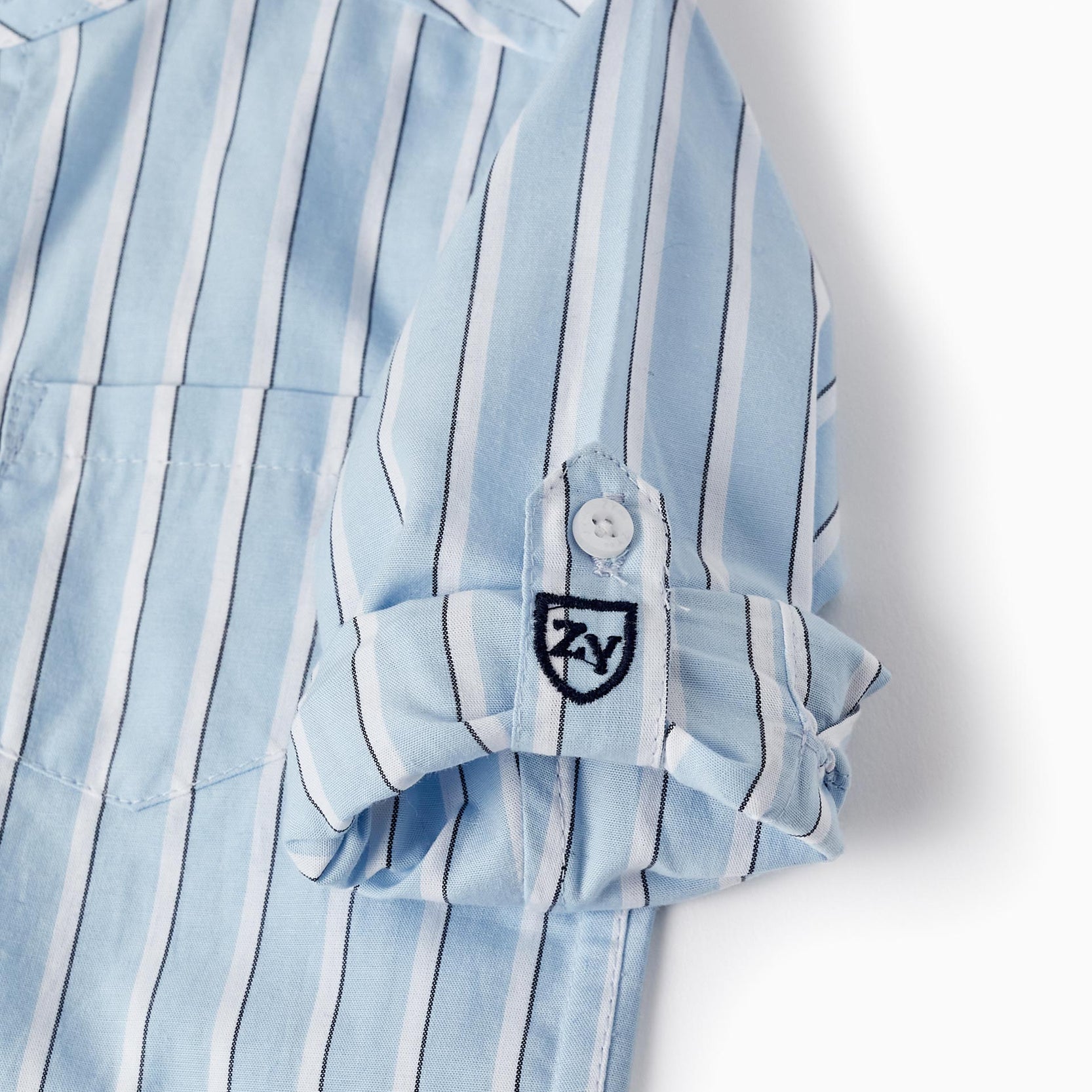 Striped Cotton Shirt for Baby Boys, Blue/White