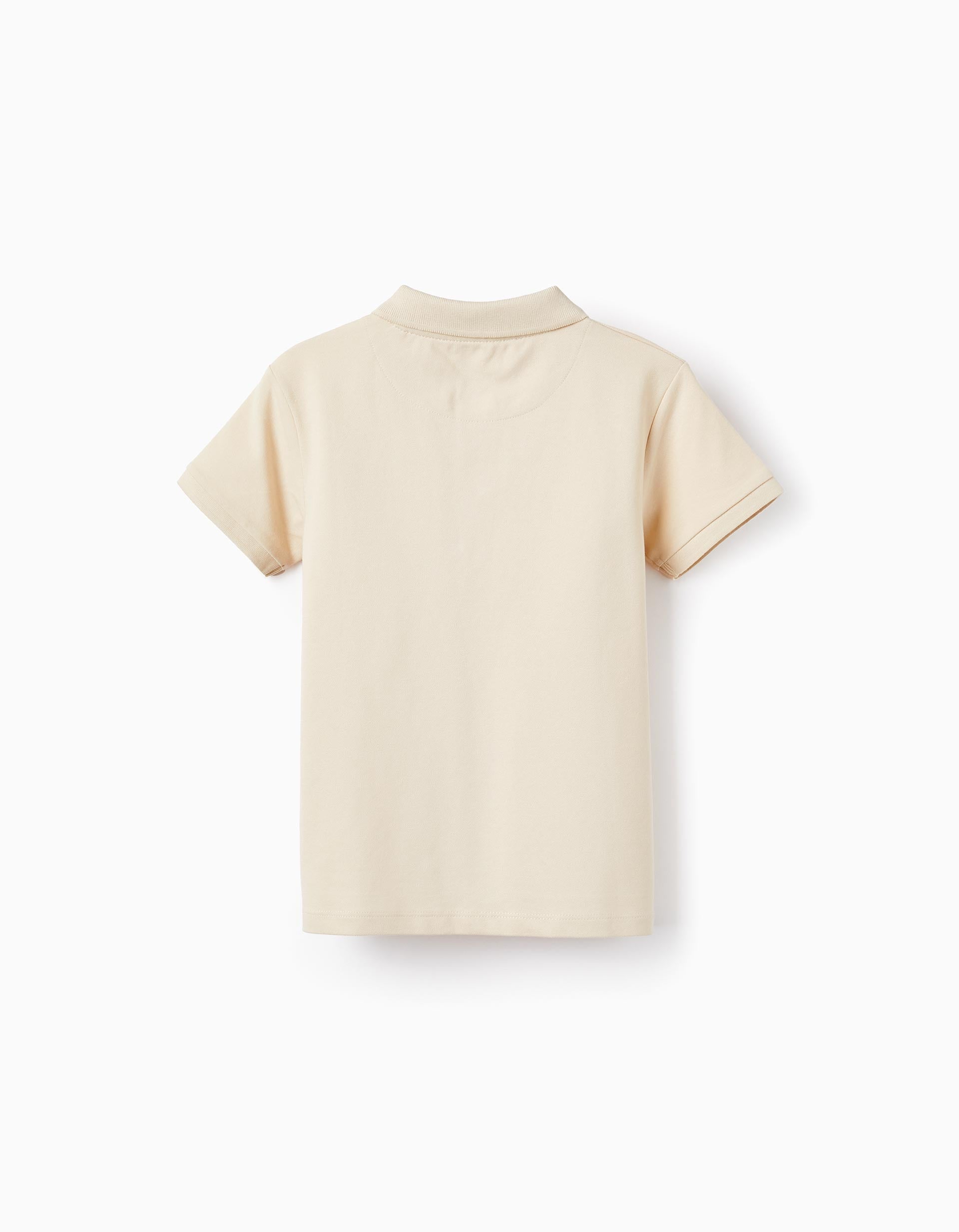 Short Sleeve Polo in Cotton Piqué for Boys, Beige